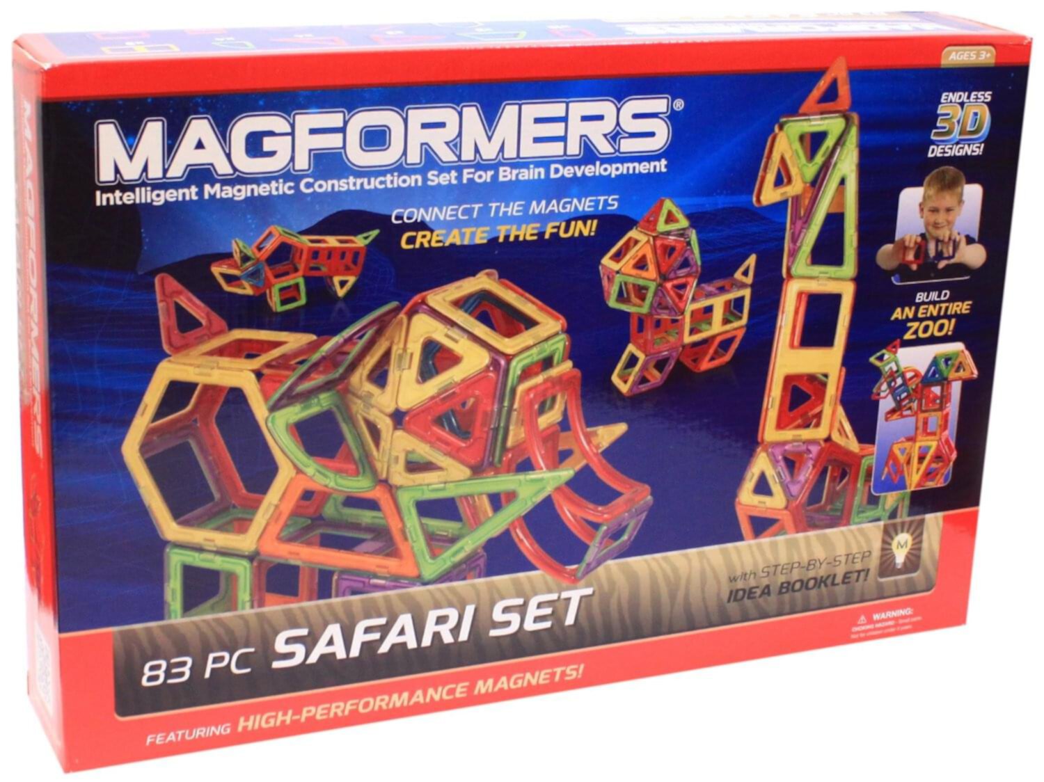 Magformers 3D 83 Piece Safari Build Set Magformers