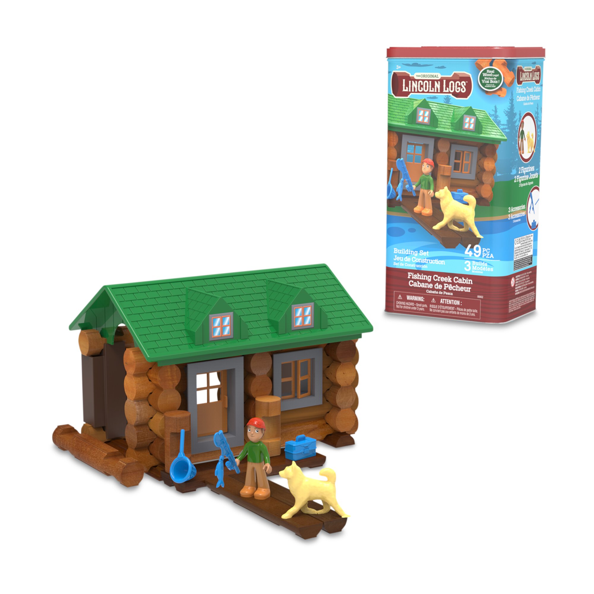 Lincoln Logs Fishing Creek Cabin Building Set, 40+ Pieces, Great for Ages 5 Year and Up Lincoln Logs