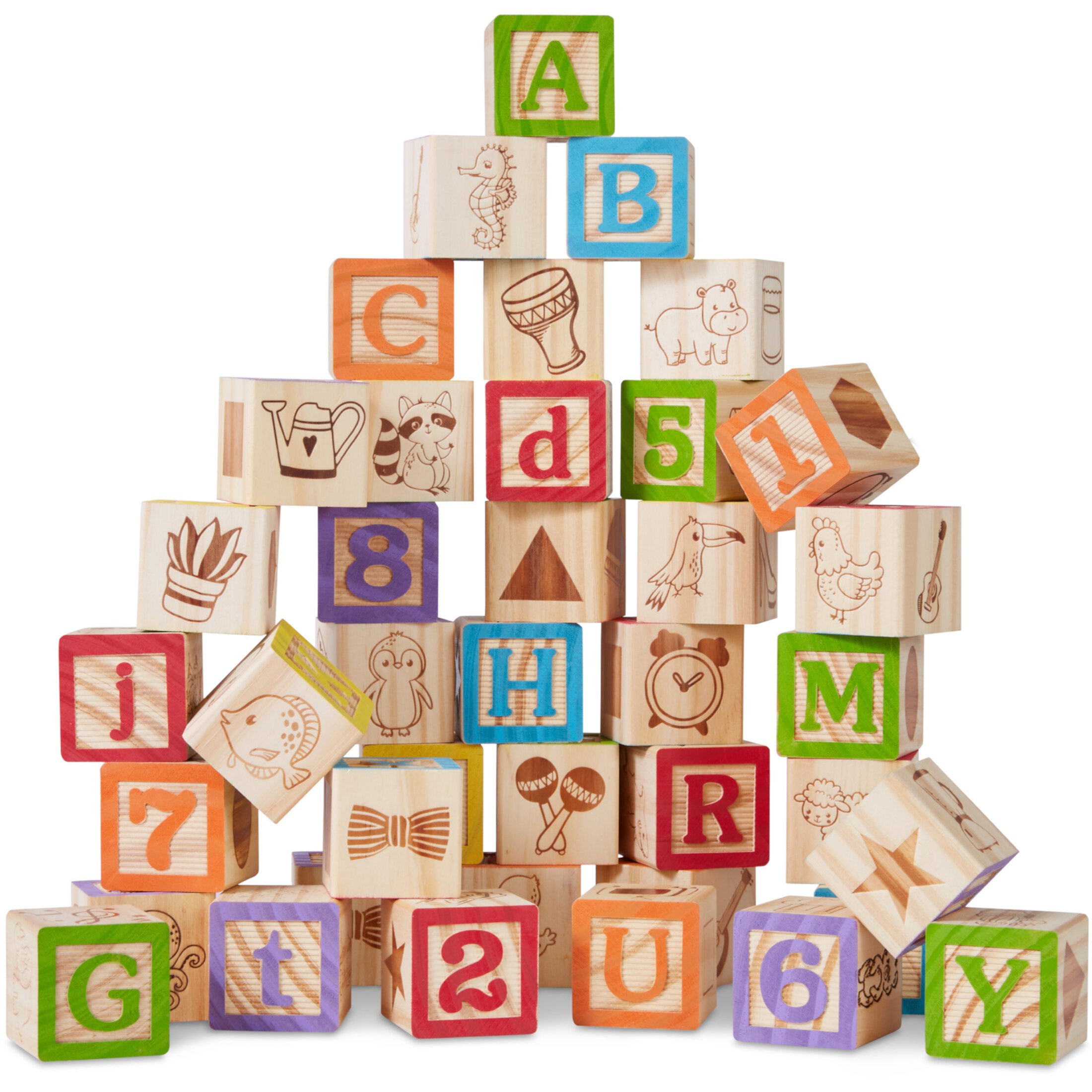 Best Choice Products 40-Piece Kids Wooden ABC Block Set, Building Education Alphabet Letters STEM Toy w/ Case Best Choice Products