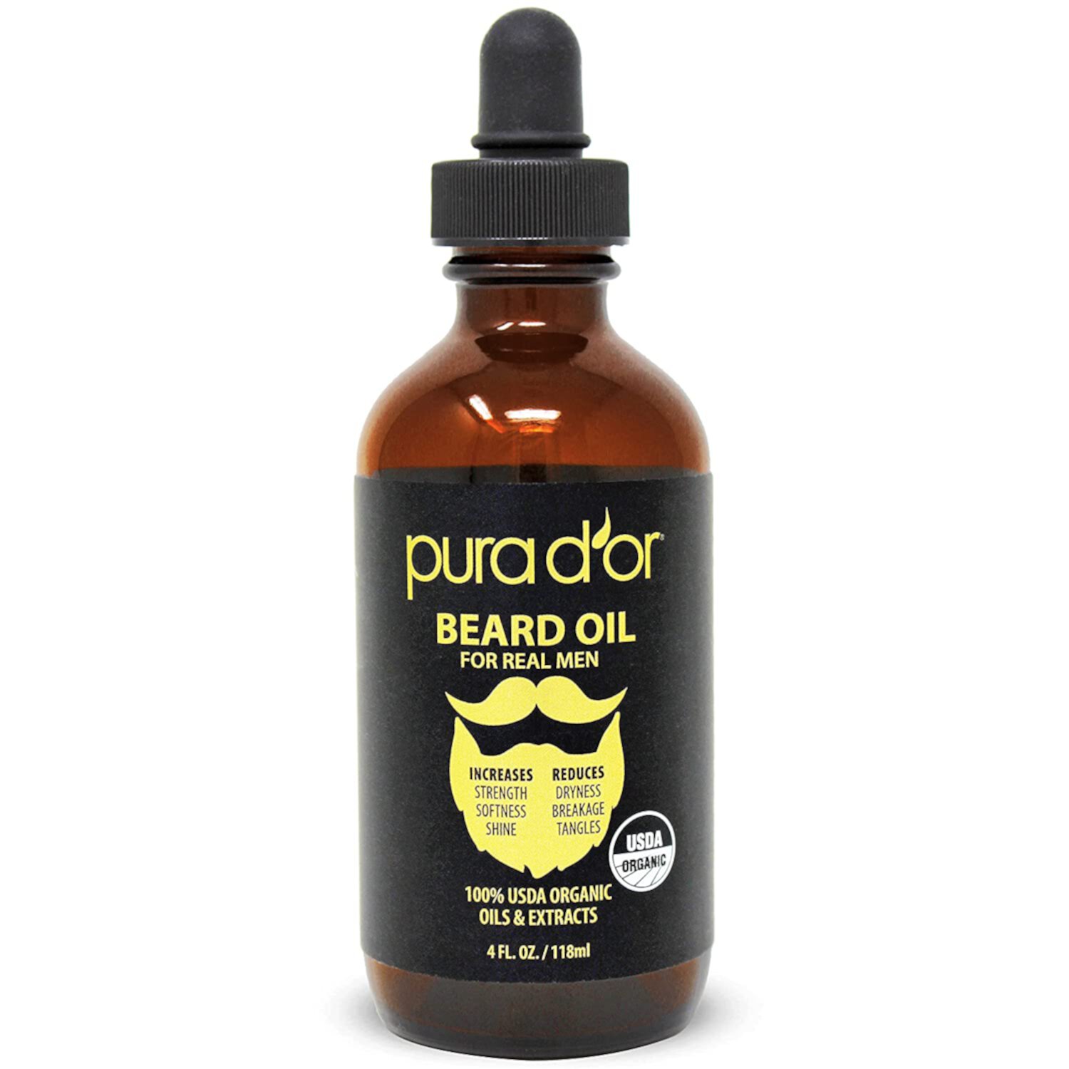 PURA D'OR Organic Beard Oil 4 Fl Oz PURA D'OR