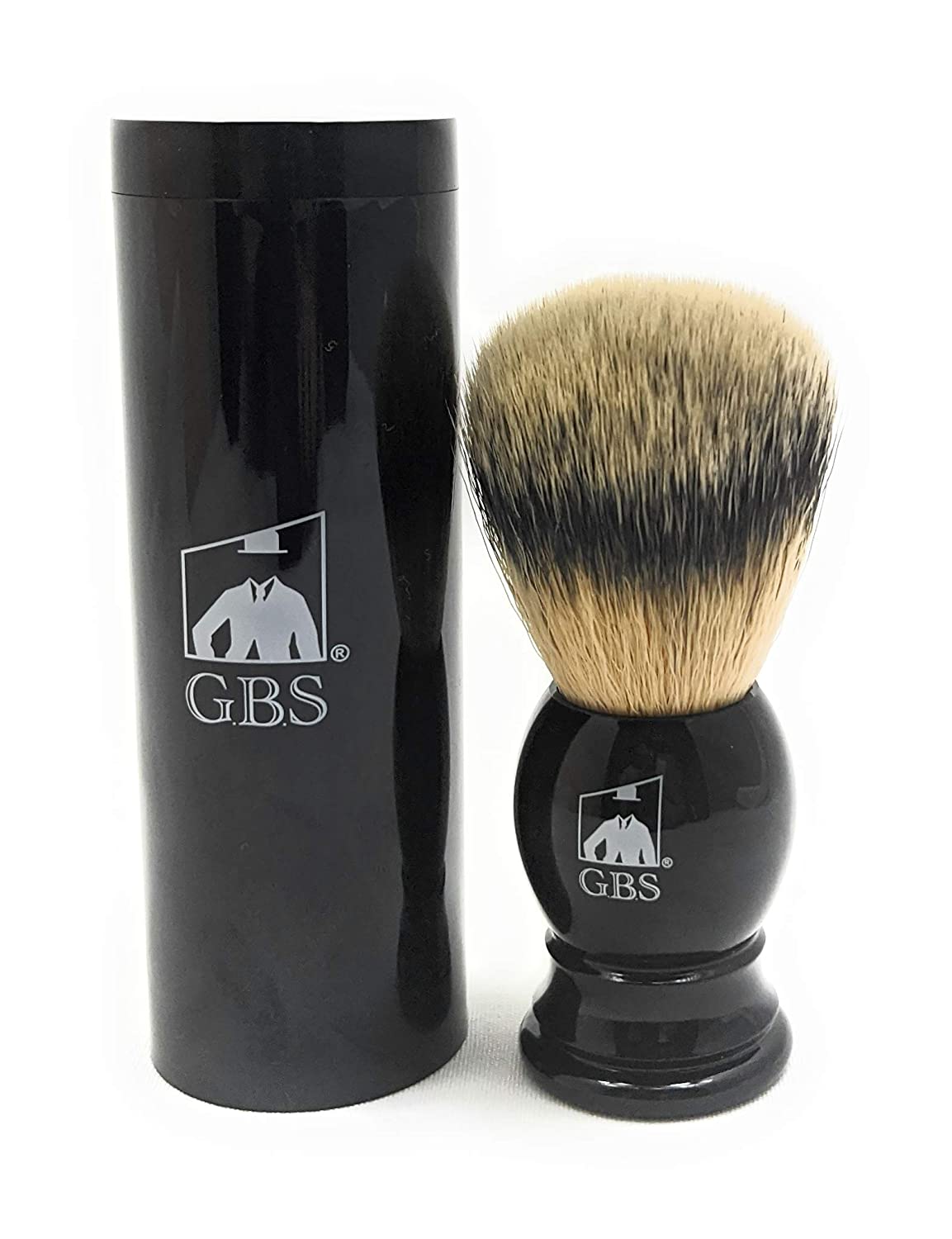 GBS Super Synthetic Black Handle Shaving Brush Comes with Free Black Stand G.B.S