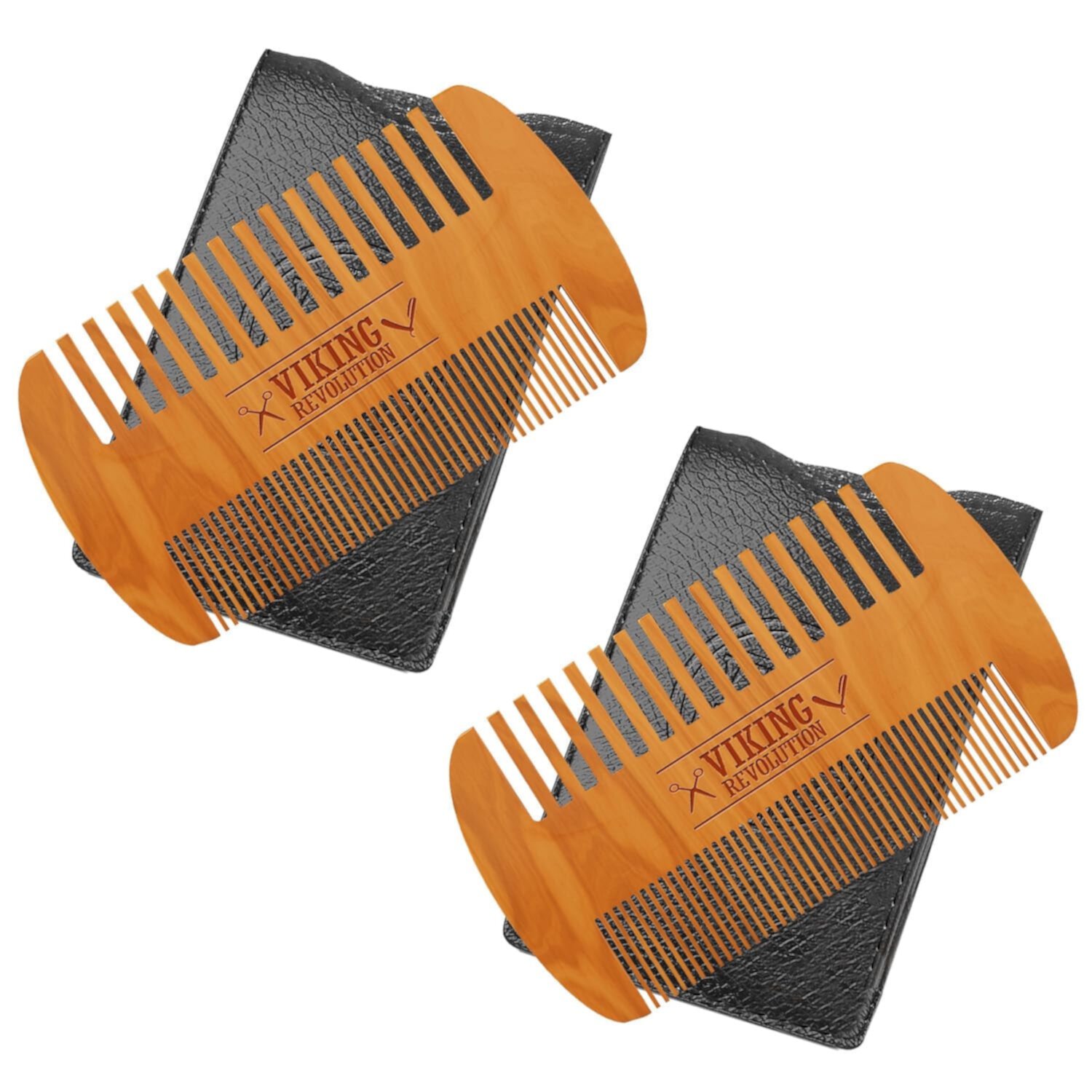 Viking Revolution - Wooden Beard Comb - Beard Brush Mustache Comb & Case Viking Revolution