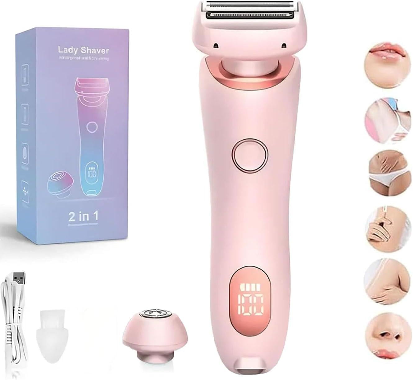 Razor, The Glide Pro 3.0 Waterproof Electric Razor, Dusk Official Shaver, 2 in 1 Electric Shaver Razors for Women, Portable Electric Hair Removal (Pink) QiuchengBoutiques