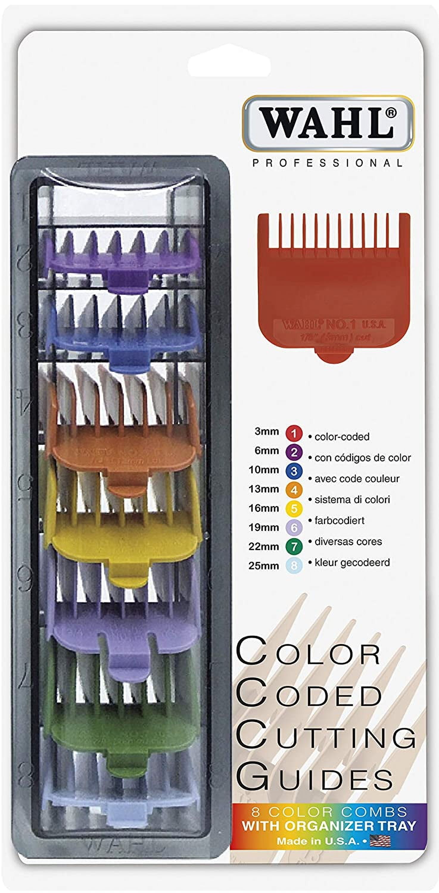 Wahl Professional 8 Color Coded Cutting Guides with Organizer #3170-400 1 ea Wahl