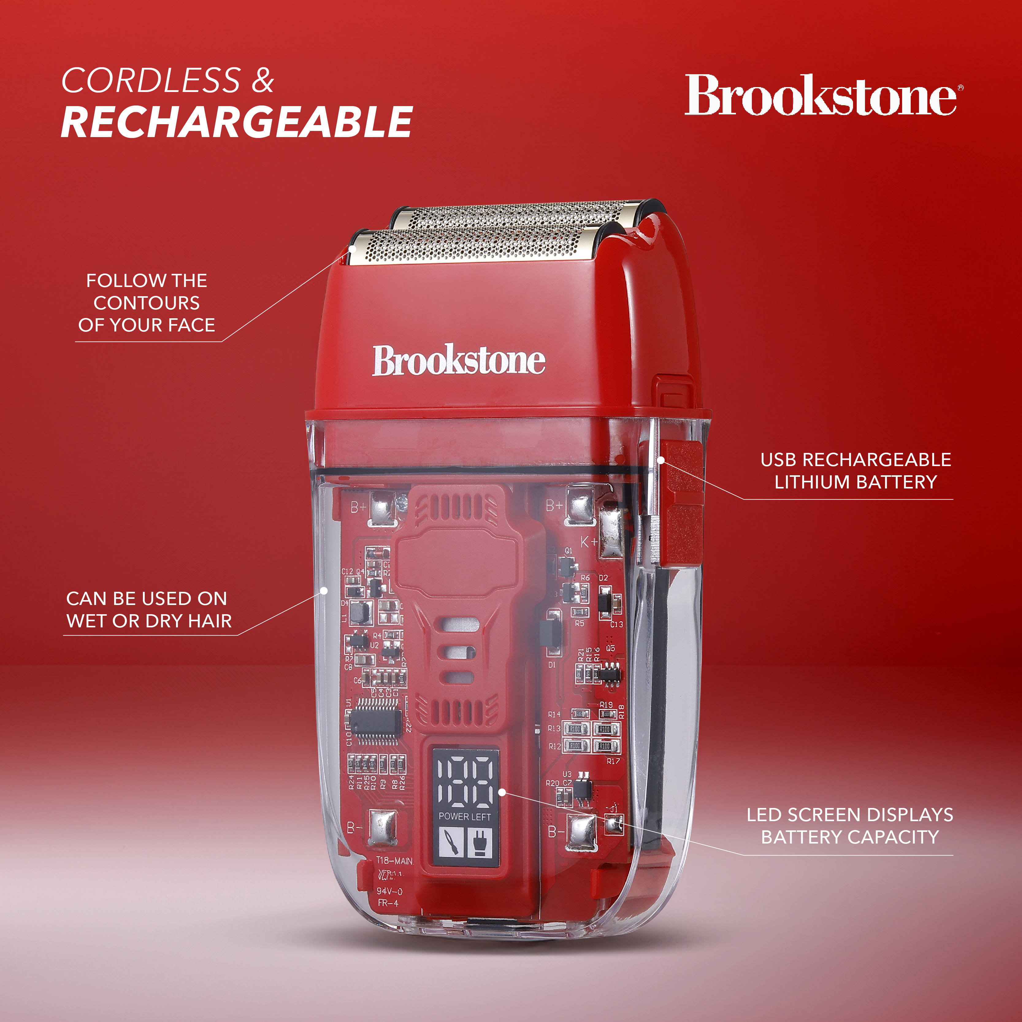 Brookstone Cordless Rechargeable Men's Electric Foil Trimmer, BROOKSTONE