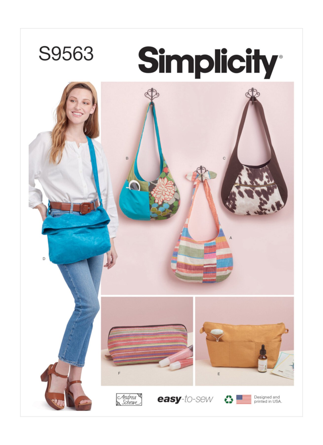 Simplicity Sewing Pattern 9563 - Slouch Bags, Purse Organizer and Cosmetic Case, Size: OS (One Size) Simplicity