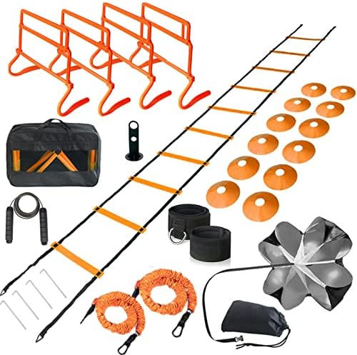 Adjustable Speed Training Hurdles Fitness & Speed Training Equipment with Agility Ladder - Plyometric Fitness & Speed Training – Hurdle/Obstacles for Soccer, Football, Track & Field Kvittra