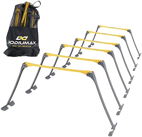 PodiuMax Portable Height Adjustable Sports Training Hurdle, Lightweight, Innovative Foldable Design, Collapsible Safe, 6 per Pack PodiuMax