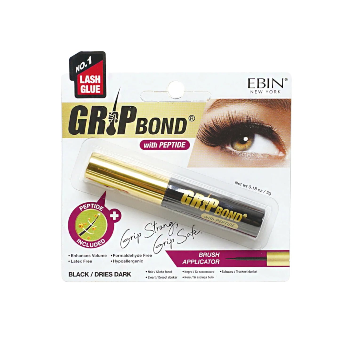 Grip Bond Lash Adhesive with Peptide - Black Brush EBIN NEW YORK