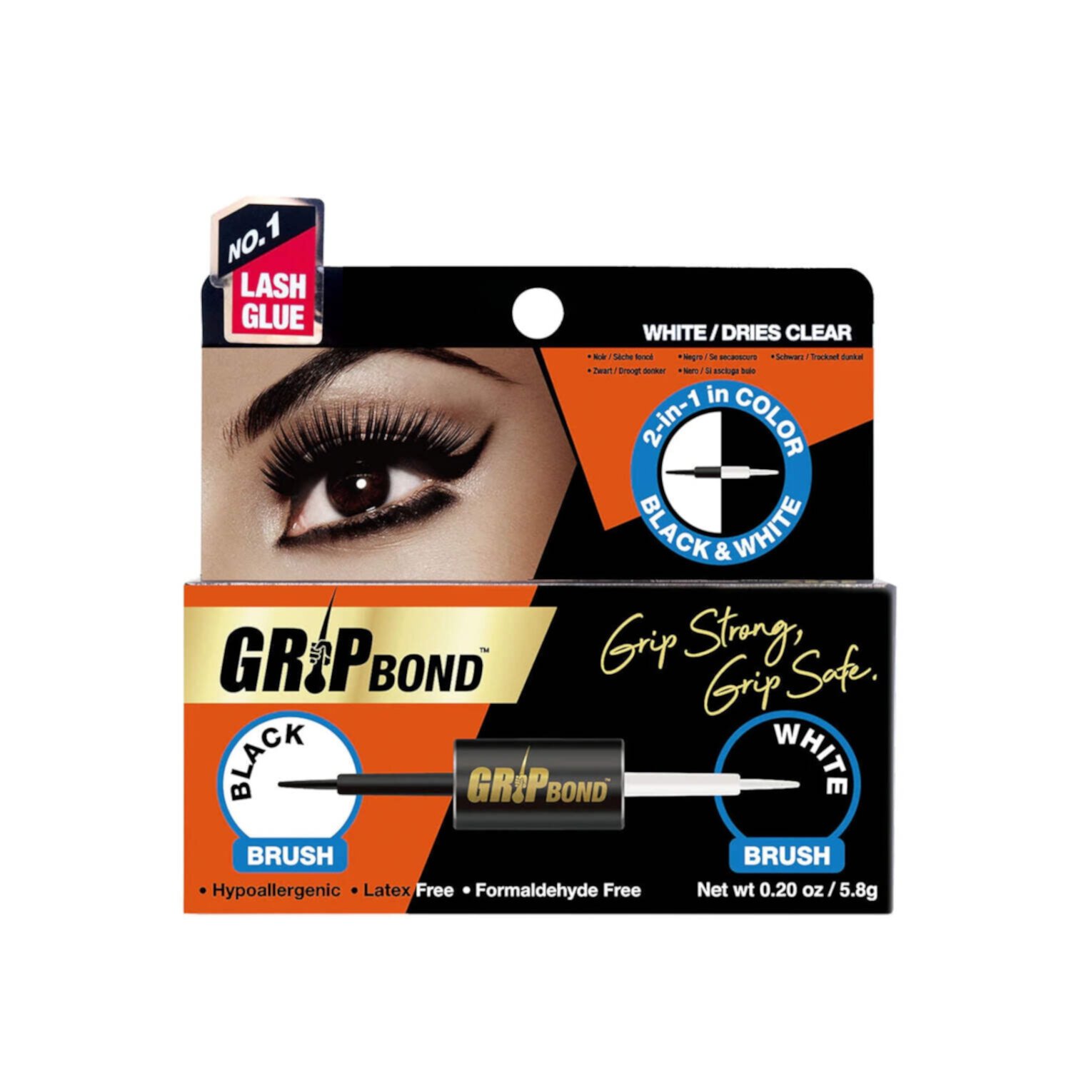 Grip Bond Silicone Black & White EyeLash Glue (0.20oz) By Ebin New York GBEA3P / PADDLE / 3 PAIRS Hair Styling EBIN NEW YORK