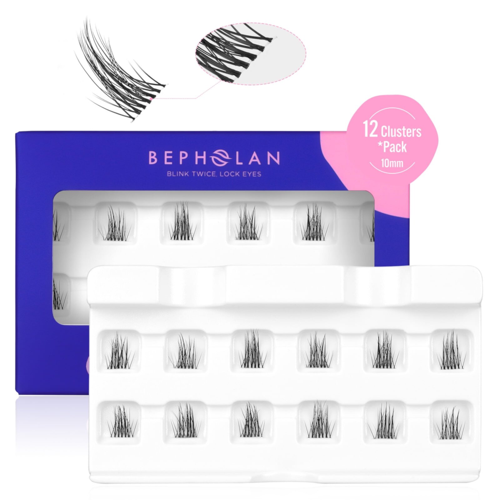 BEPHOLAN 12 Cluster 16mm Length Individual Cluster Eyelashes, At Home DIY Eyelashes Extension,Featherlight Synthetic Lashes,Reusable(705 16mm) BEPHOLAN