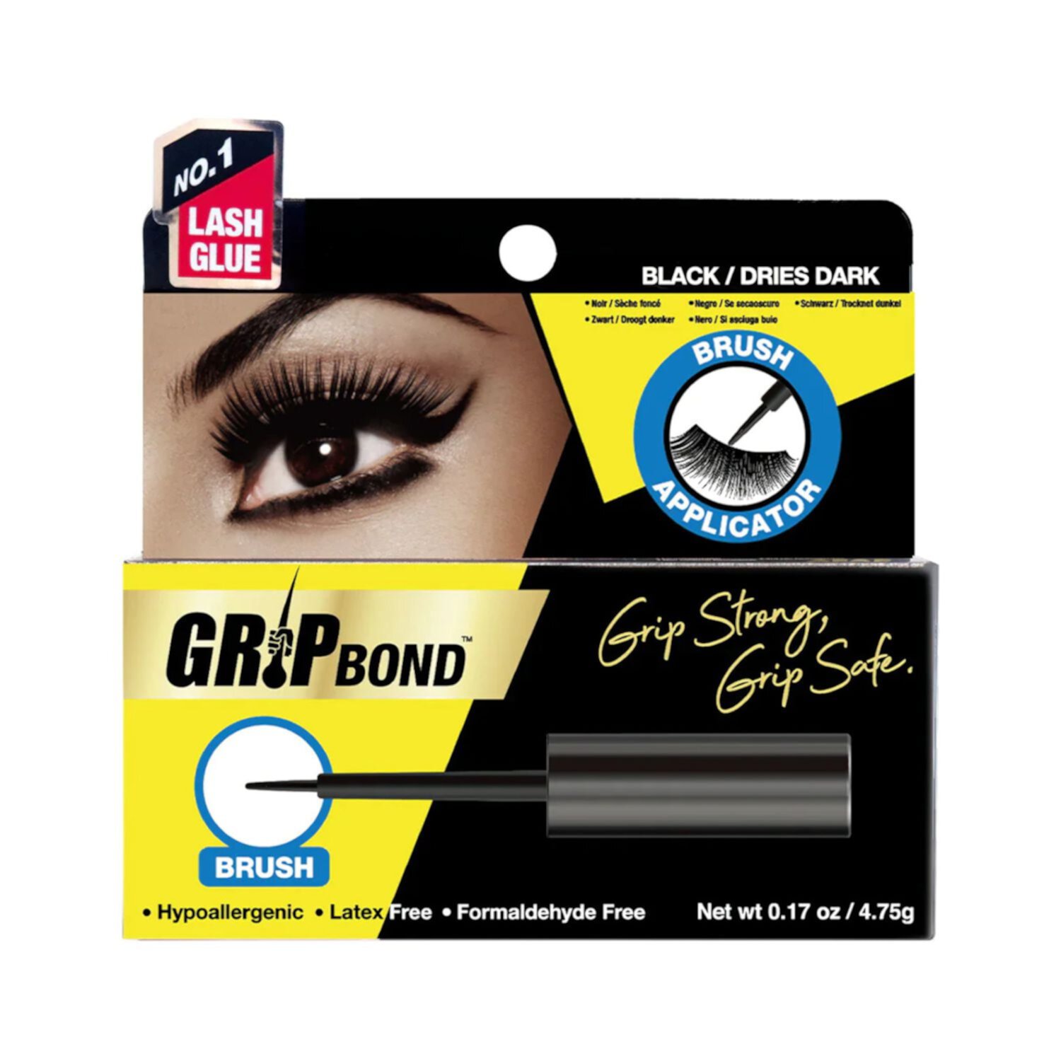 EBIN - GRIP BOND LATEX-FREE LASH ADHESIVE - BLACK / BRUSH EBIN NEW YORK