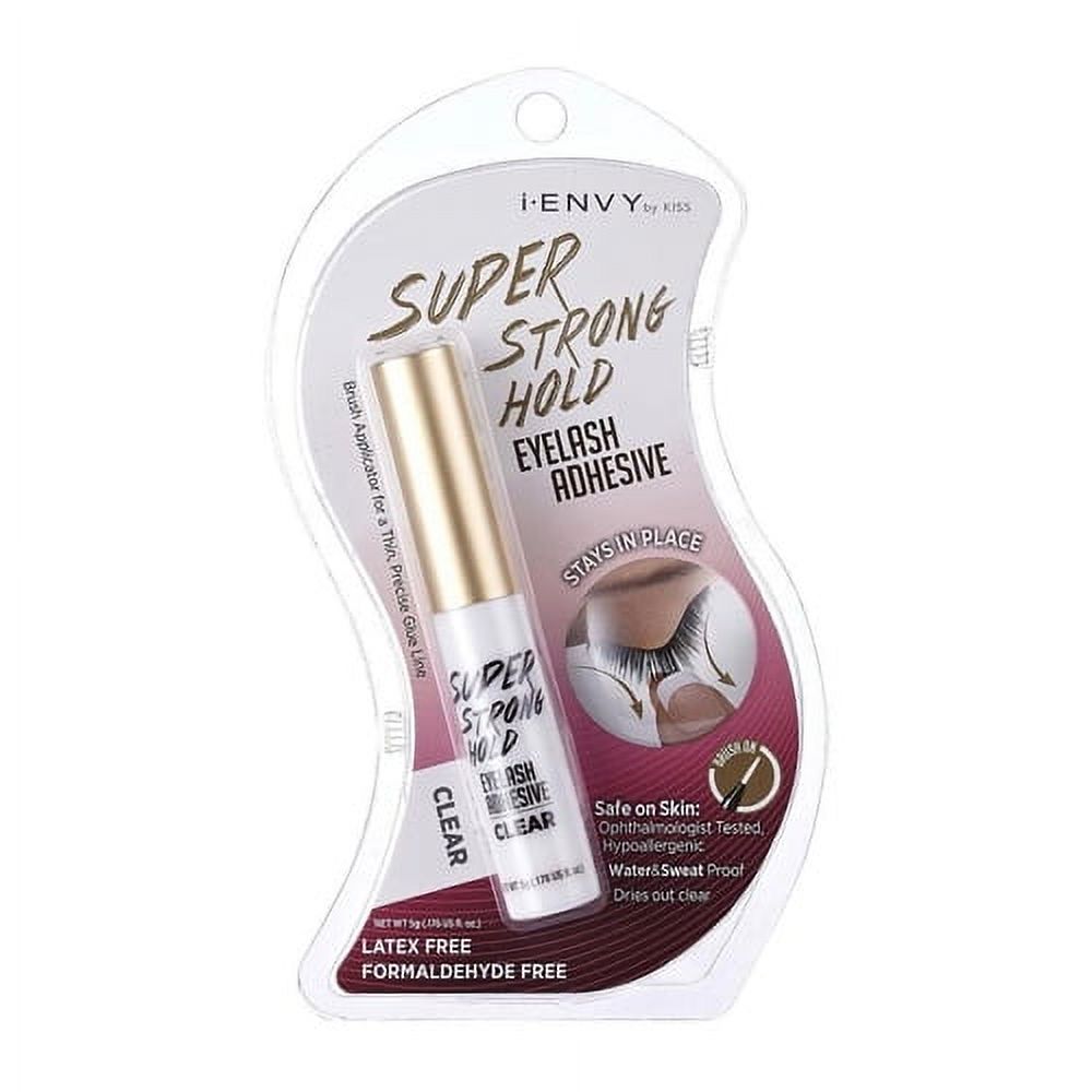 Kiss I Envy Eyelash Adhesive Super Strong Hold, Clear, 0.176 Oz, 6 Pack Kiss