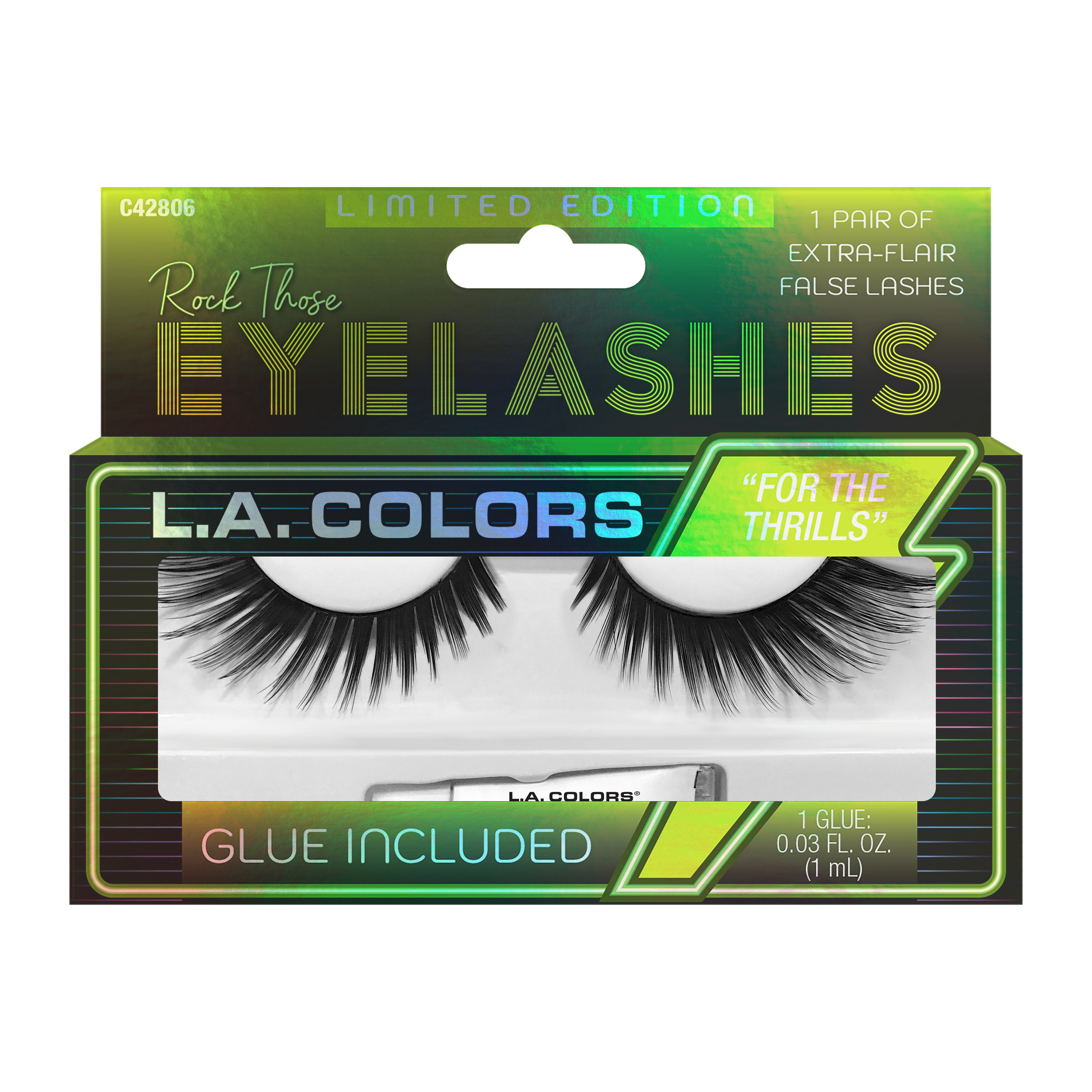 L.A. COLORS Eyelashes with Glue, Queen Of The Night, 1 Pair L.A. COLORS