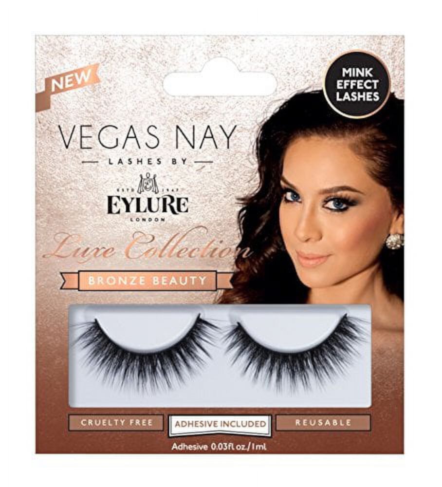 Eylure Vegas Nay Bronze Beauty False Eyelashes, Reusable, Adhesive Included, 1 Pair, Cruelty Free Eylure