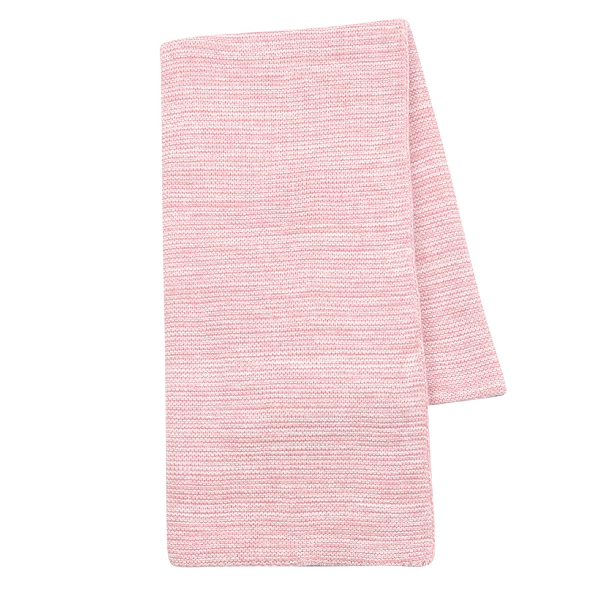 Lambs & Ivy Signature Pink/White 100% Cotton Marl Textured Knit Baby Blanket Lambs & Ivy