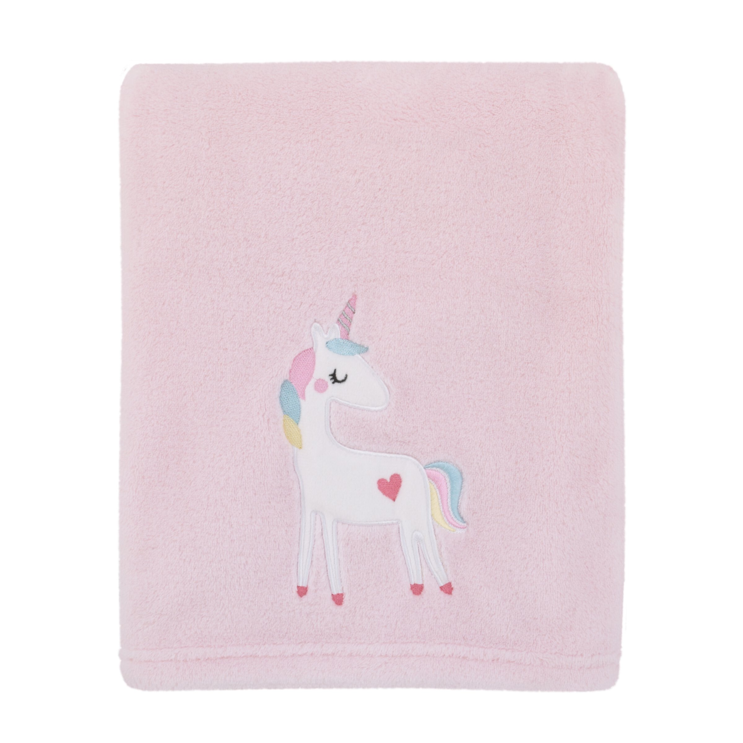 Little Love by NoJo Rainbow Unicorn Pink, Aqua and White Super Soft Baby Blanket with Applique Little Love by NoJo