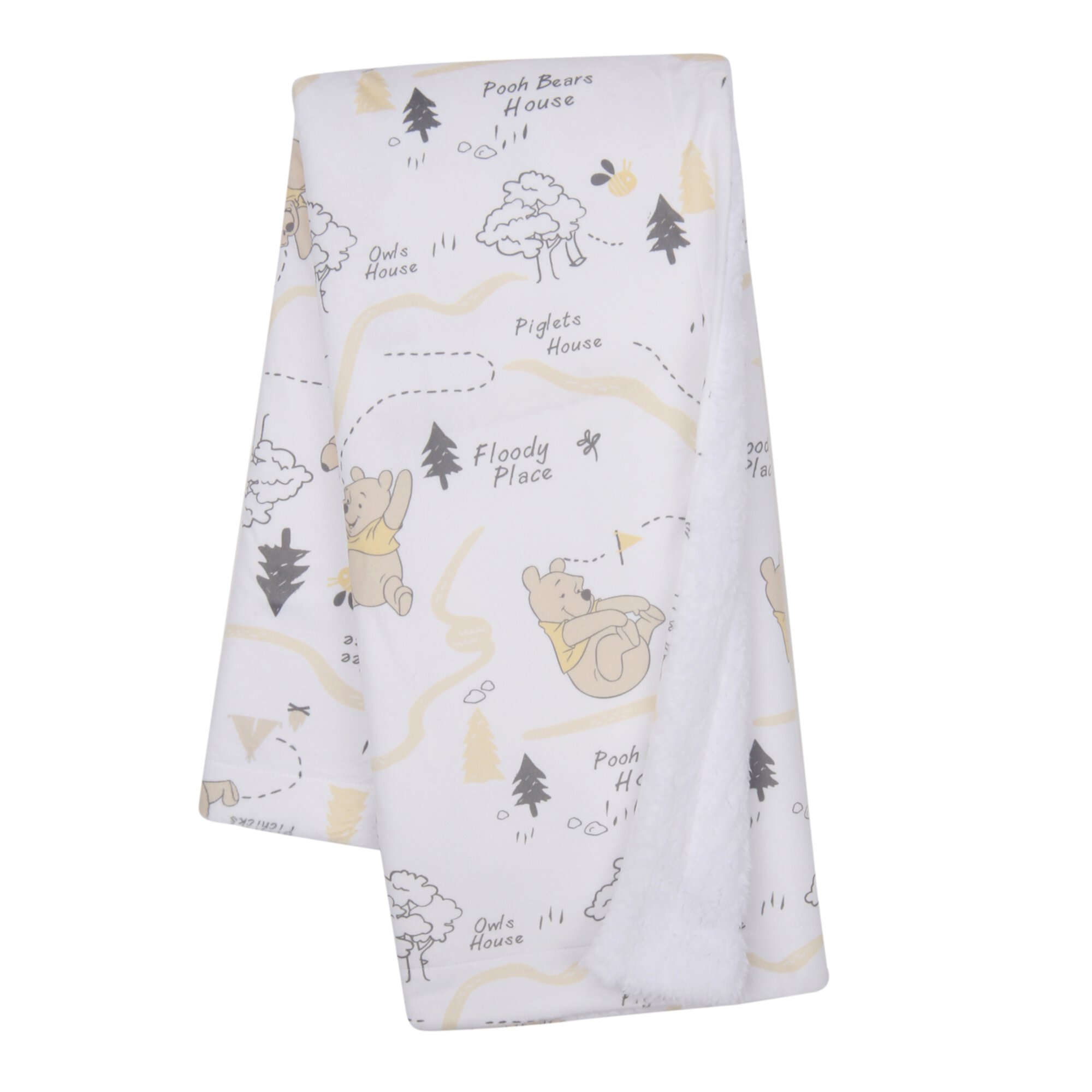 Lambs & Ivy Disney Baby Pooh and the Hundred Acre Woods White Baby Blanket Lambs & Ivy