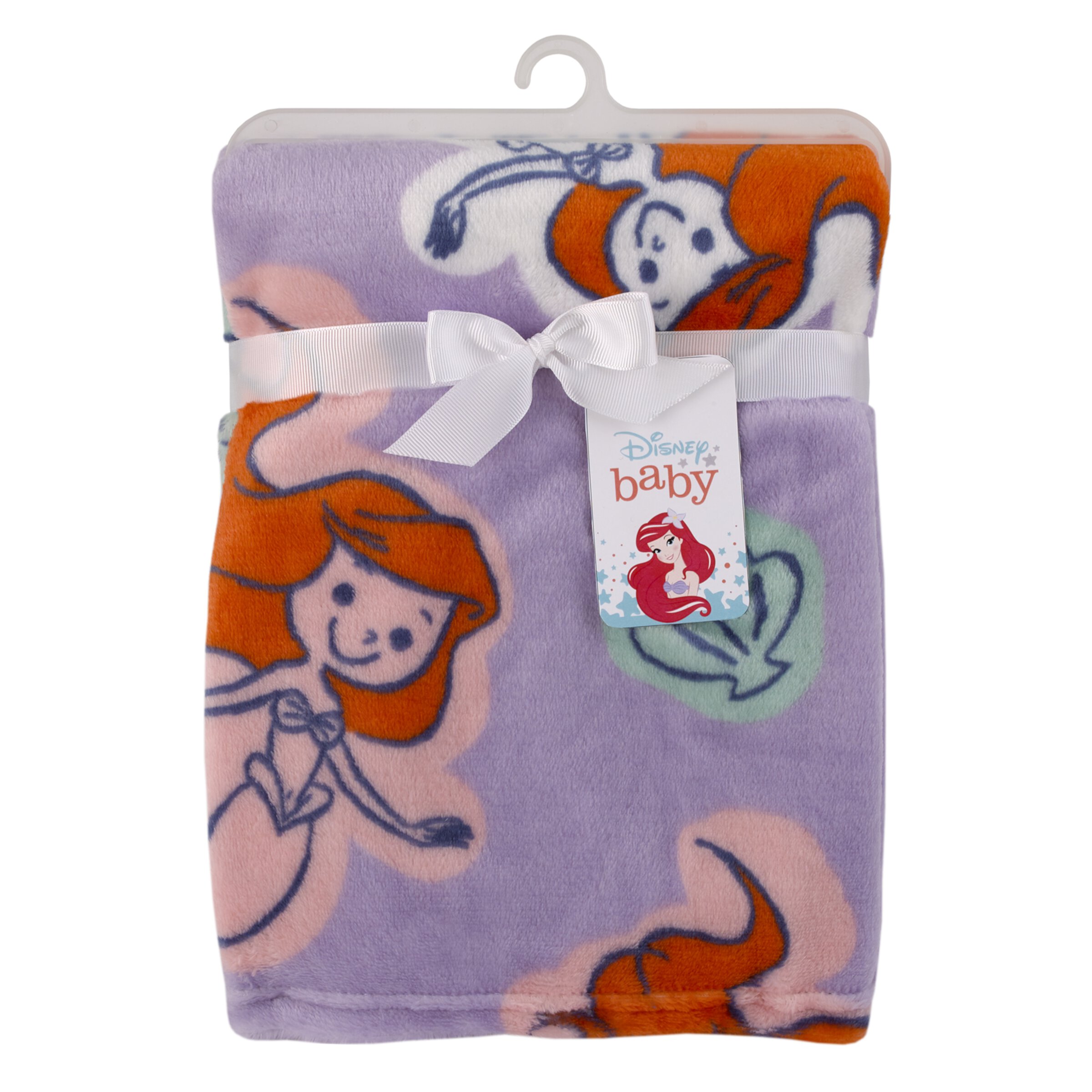 Disney Ariel Orange, Lavender, Aqua and White Baby Blanket Disney