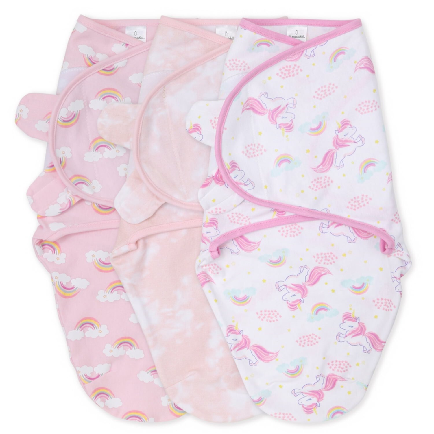 The Peanutshell Newborn Swaddles for Baby Girls, 3 Pack Set, Rainbow Unicorn The Peanutshell