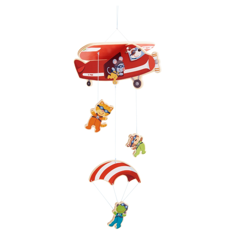 HABA Mobile Parachuters Colorful Wooden Mobile for Cribs & Changing Tables Haba