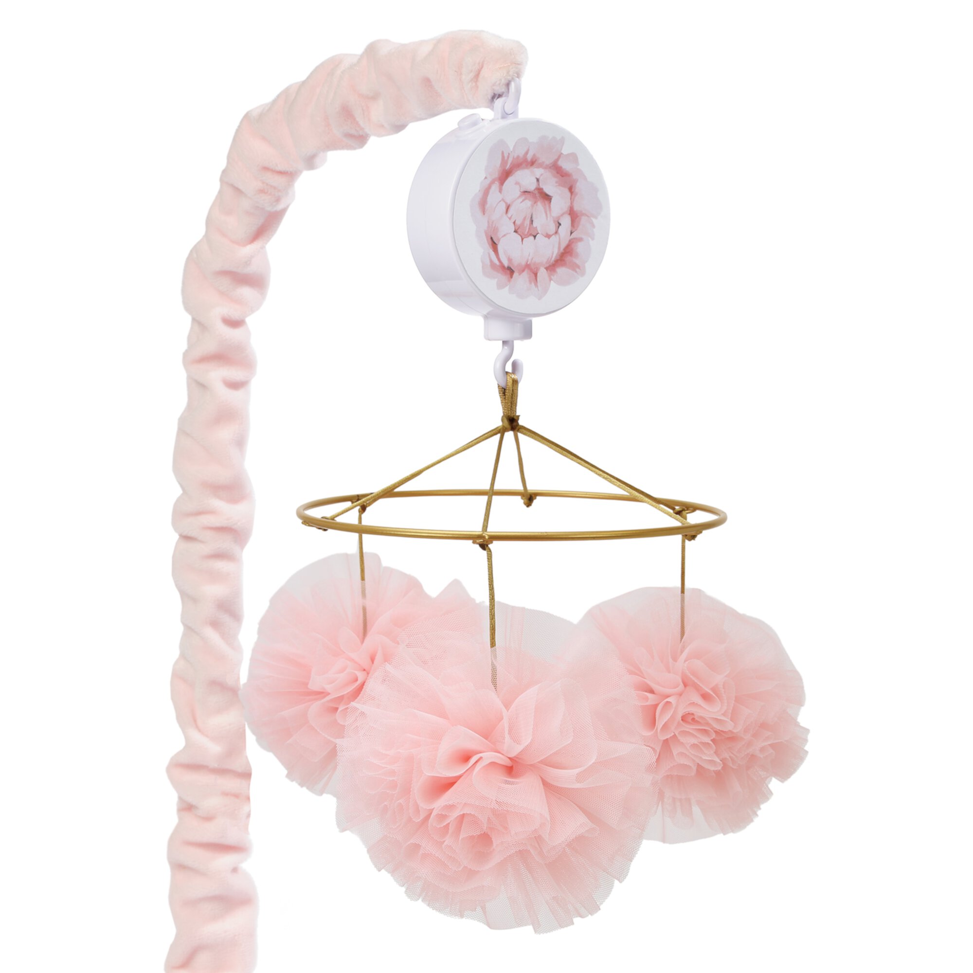 Lambs & Ivy Secret Garden Pink Pom Pom Musical Baby Crib Mobile Soother Toy Lambs & Ivy