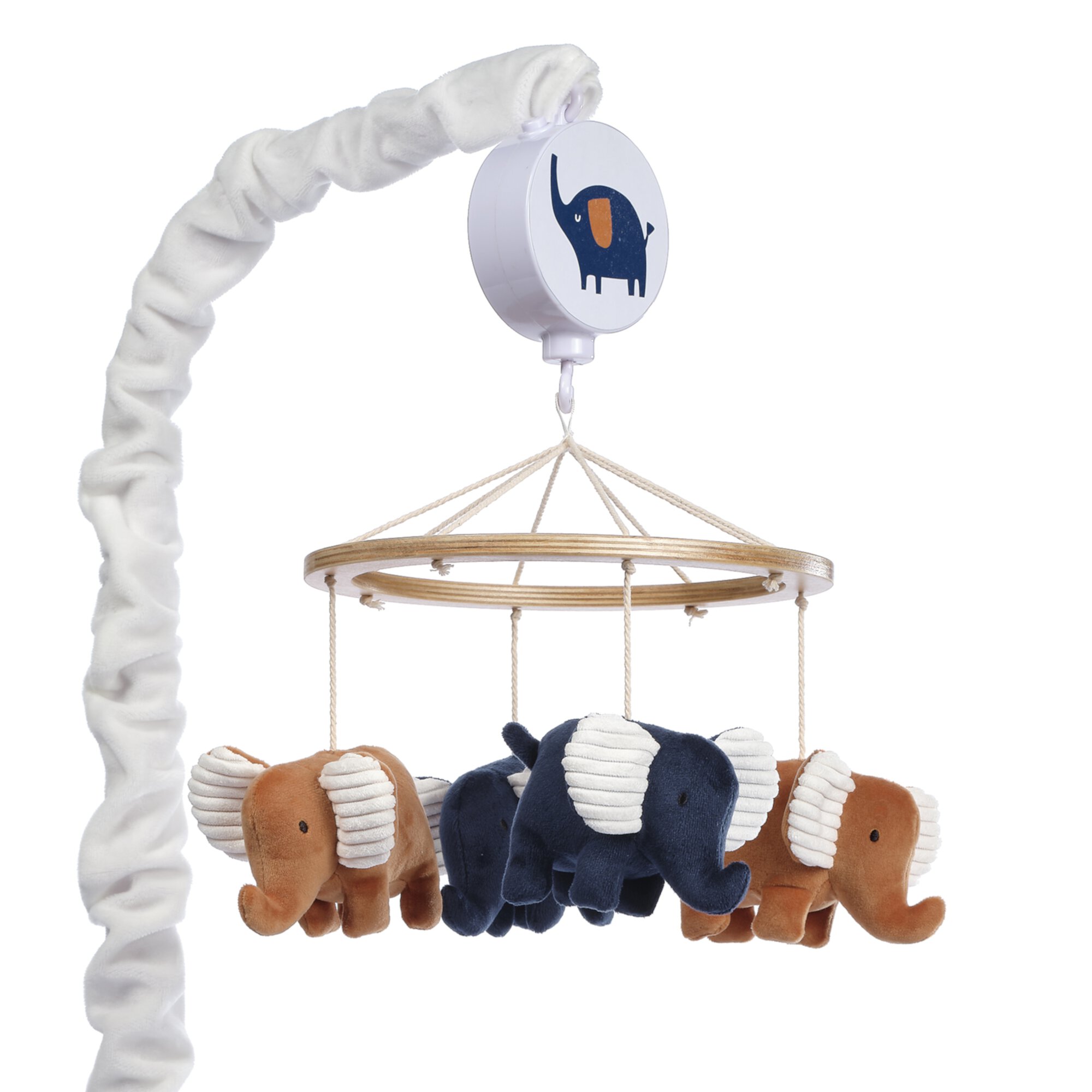 Lambs & Ivy Playful Elephant Blue/White Musical Baby Crib Mobile Soother Toy Lambs & Ivy