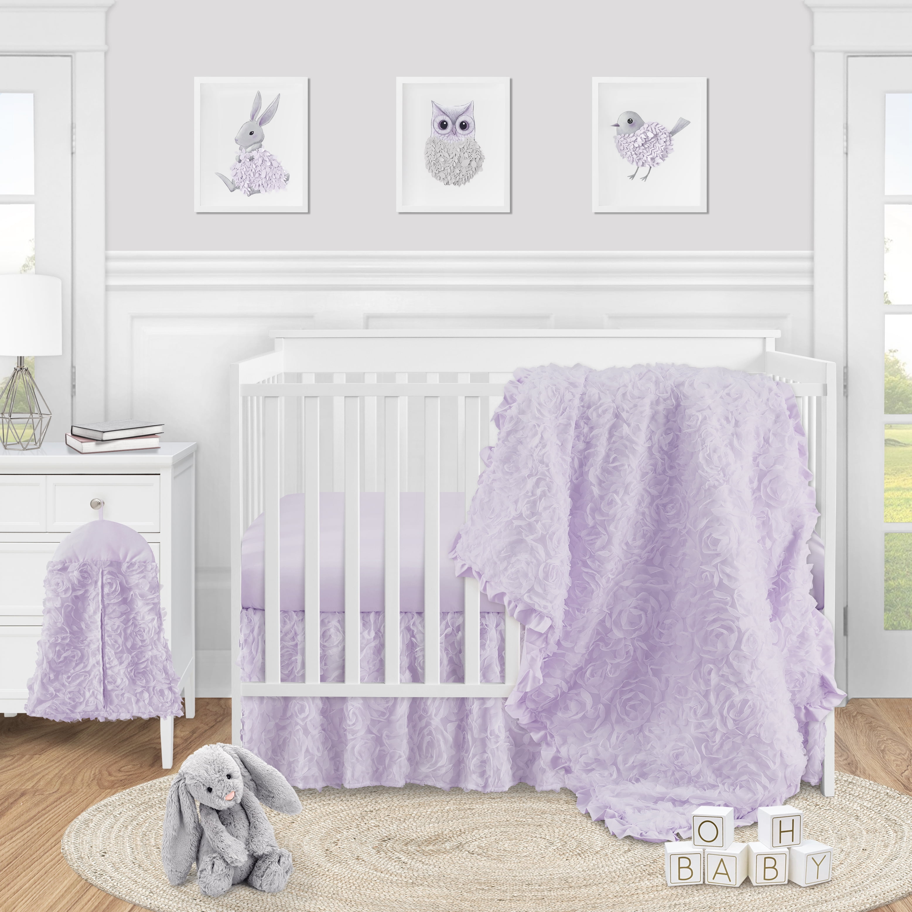 Sweet Jojo Designs Rose Lavender Purple 4 Piece Crib Bedding Set Sweet Jojo Designs