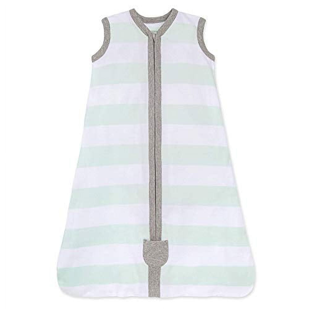 Burt's Bees Baby Baby Beekeeper Wearable Blanket, 100% Organic Cotton, Swaddle Transition Sleeping Bag, Seaglass Rugby Stripe, Large Burt's Bees Baby