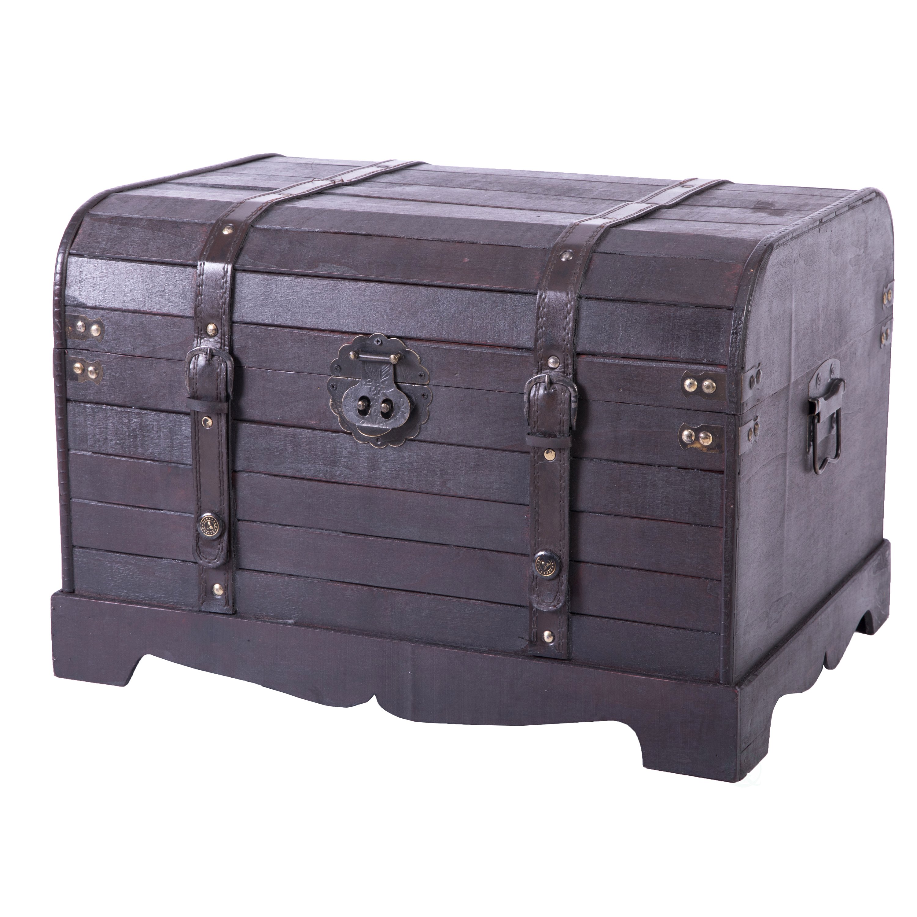 Antique Style Black Wooden Steamer Trunk Vintiquewise