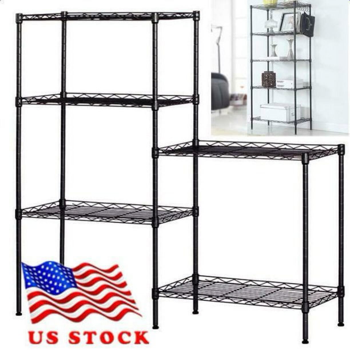 Clearance! 5-Tier Steel Storage Rack 5-Tier Wire Shelving Adjustable Shelves Unit Metal Storage Rack for Laundry Bathroom Kitchen Pantry Closet Organization Sold out!