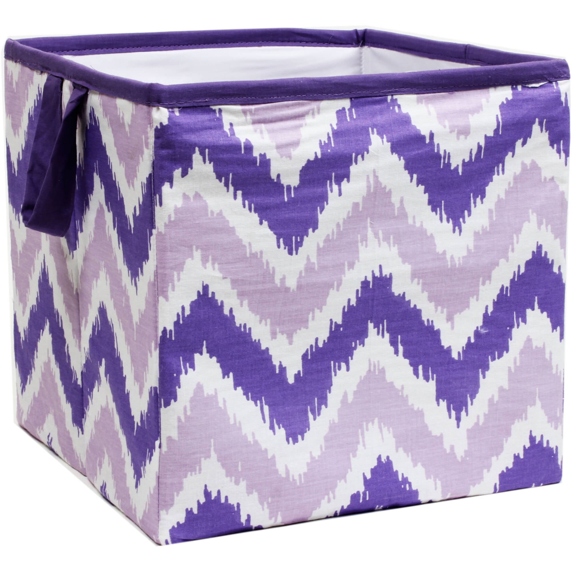 Bacati - MixNMatch Purple Zigzag Cotton Percale Fabric covered Storage, Small Box, 10 L x 10 W x 10 H inches Bacati