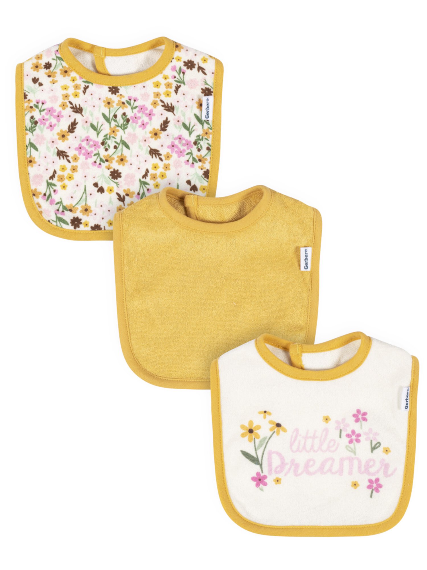 Gerber Baby Girl Bibs, 3-Pack, One Size GERBER