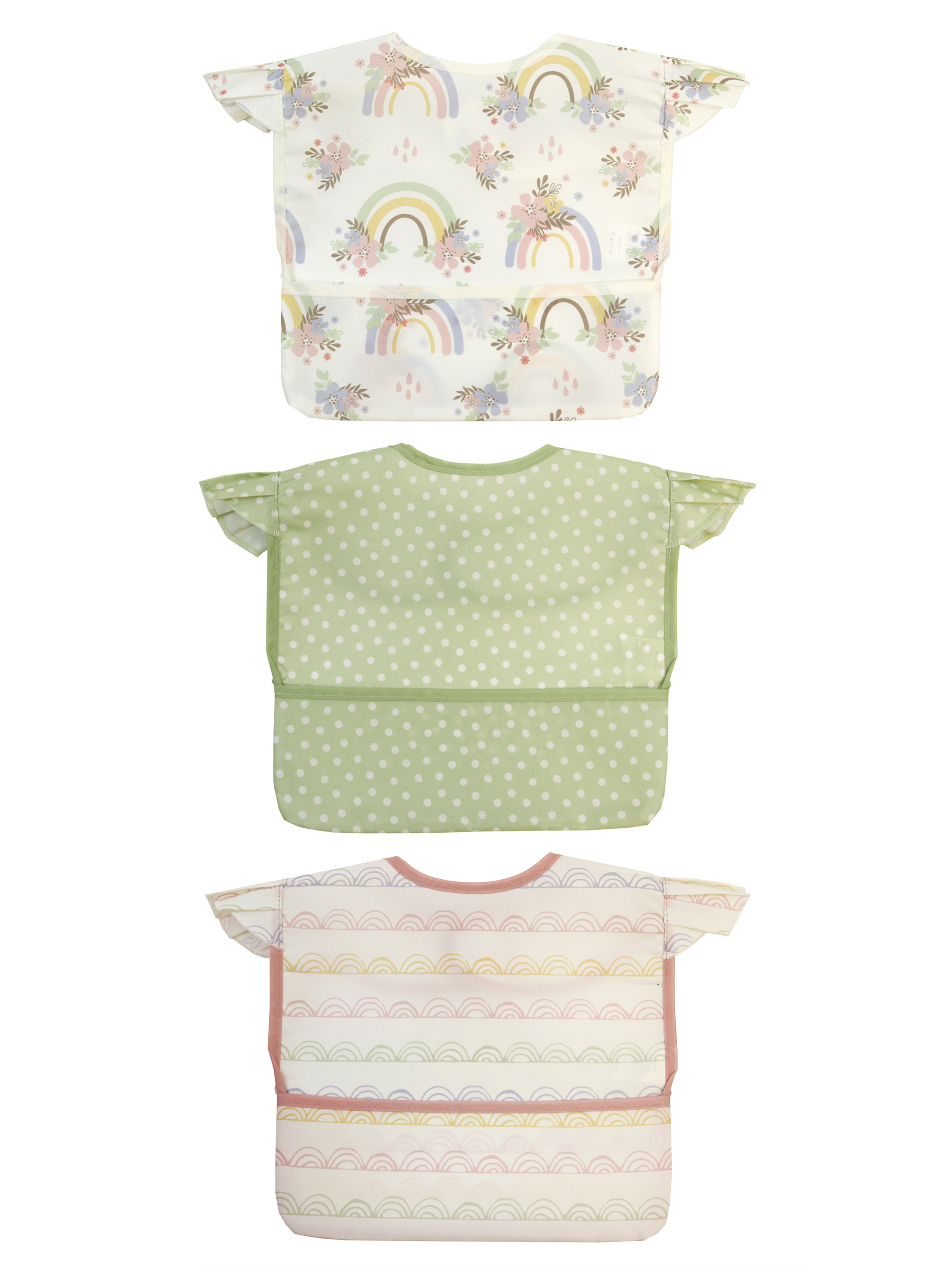 Parents Choice Baby Girl Ruffle Sleeve Bibs, 3-Pack Parent's Choice