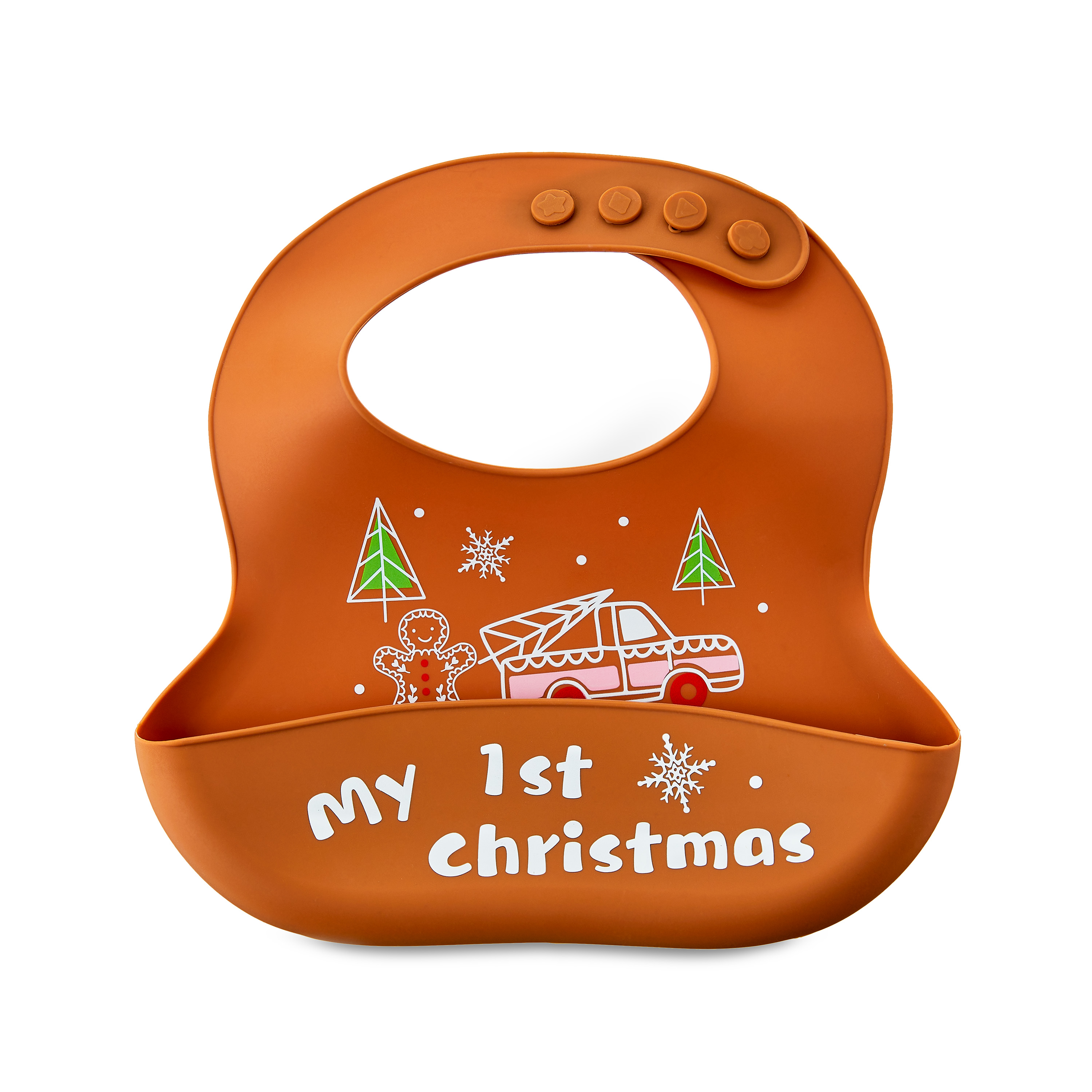 Parent's Choice My First Christmas Brown Gingerbread Silicone Toddler Bib Parent's Choice