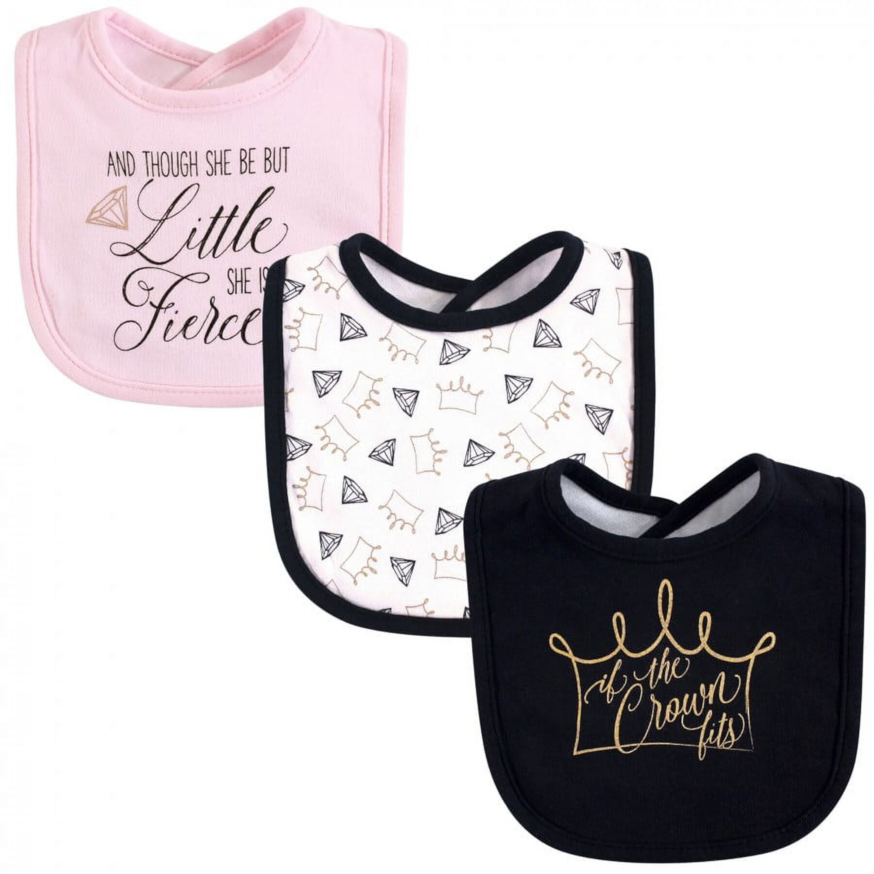 Yoga Sprout Baby Girl Cotton Bandana Bibs 3pk, Crown, One Size Yoga Sprout