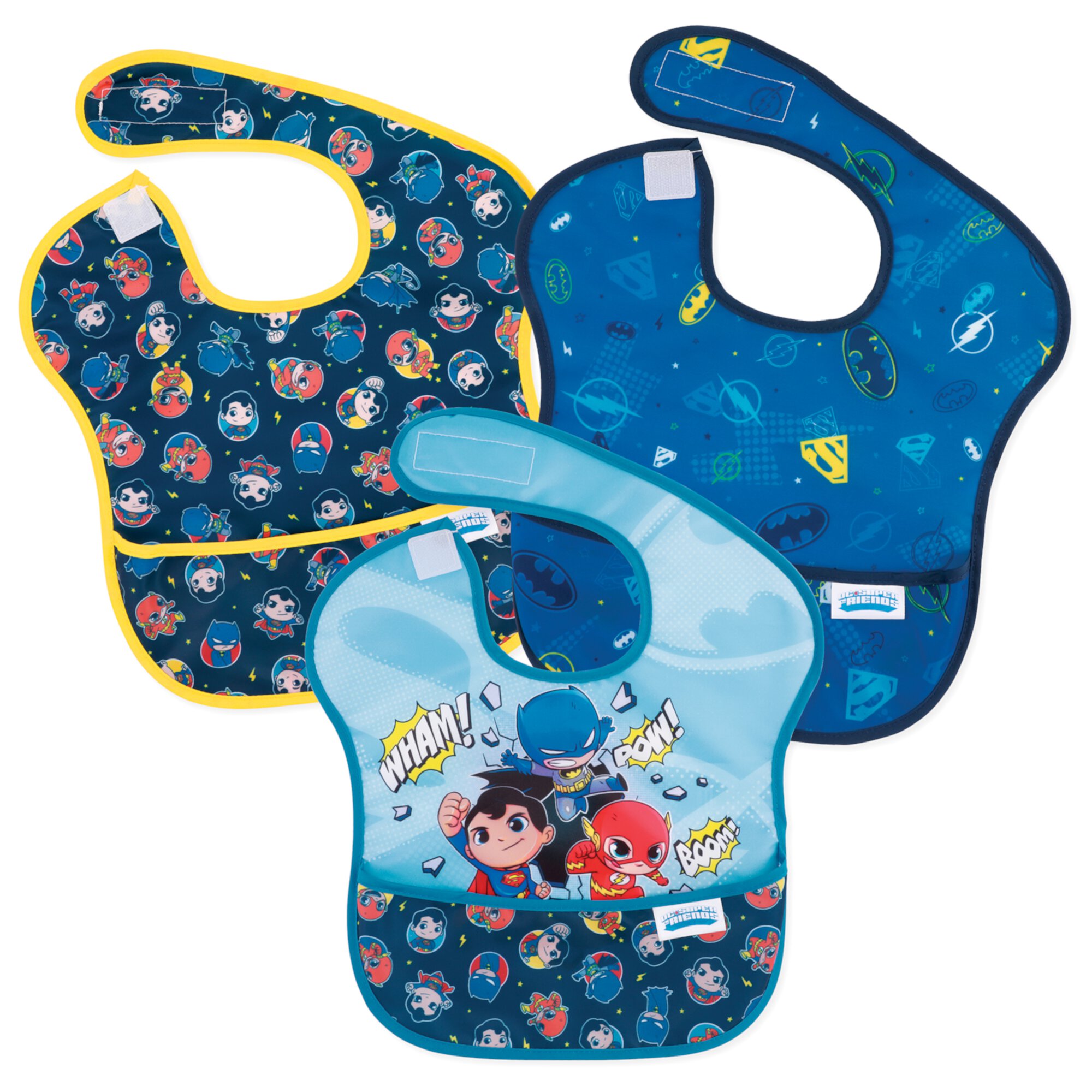 Bumkins Baby Bibs, SuperBib 3-Pack, Baby & Toddler Ages 6-24 Mos (DC Comics Breakthrough) Bumkins