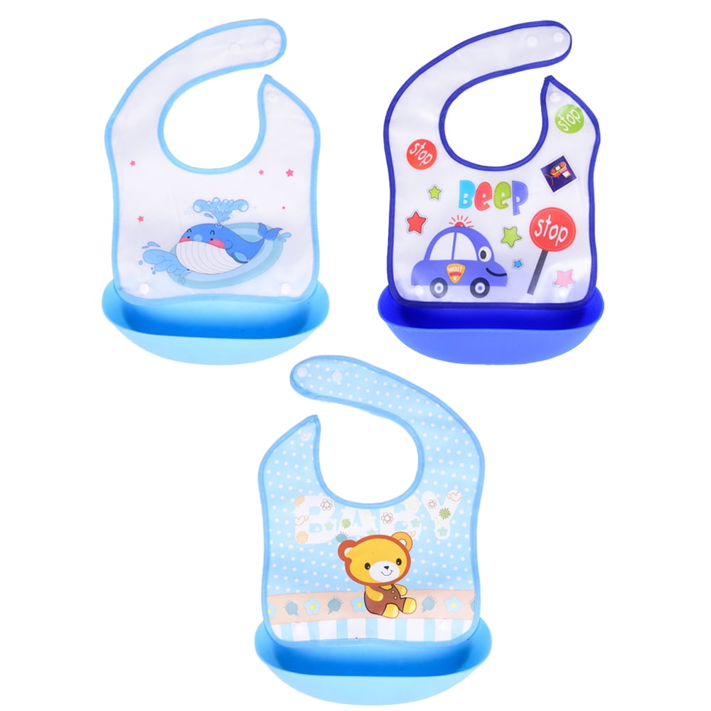 Baby Bibs with Soft Plastic Food Catcher - Drool and Feeding Bib ENTASSER