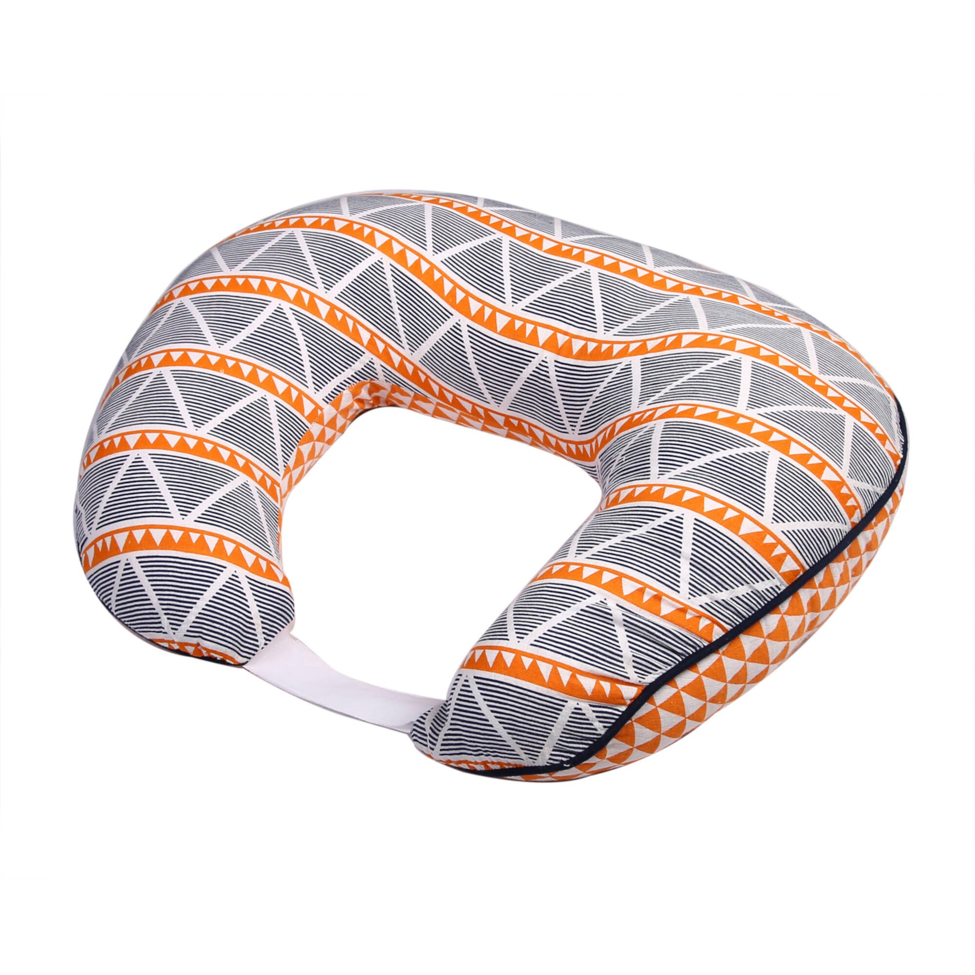 Bacati Liam Aztec Orange/Navy Large Triangles Muslin Nursing Pillow includes cover and polyfilled pillow insert Bacati