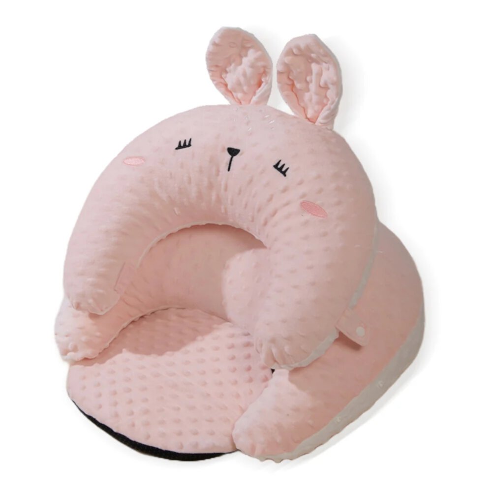 Sunveno Semicircular Nursing Pillow for Breastfeeding with Baby Support Cushion, Pink Bunny, 1 Count Sunveno