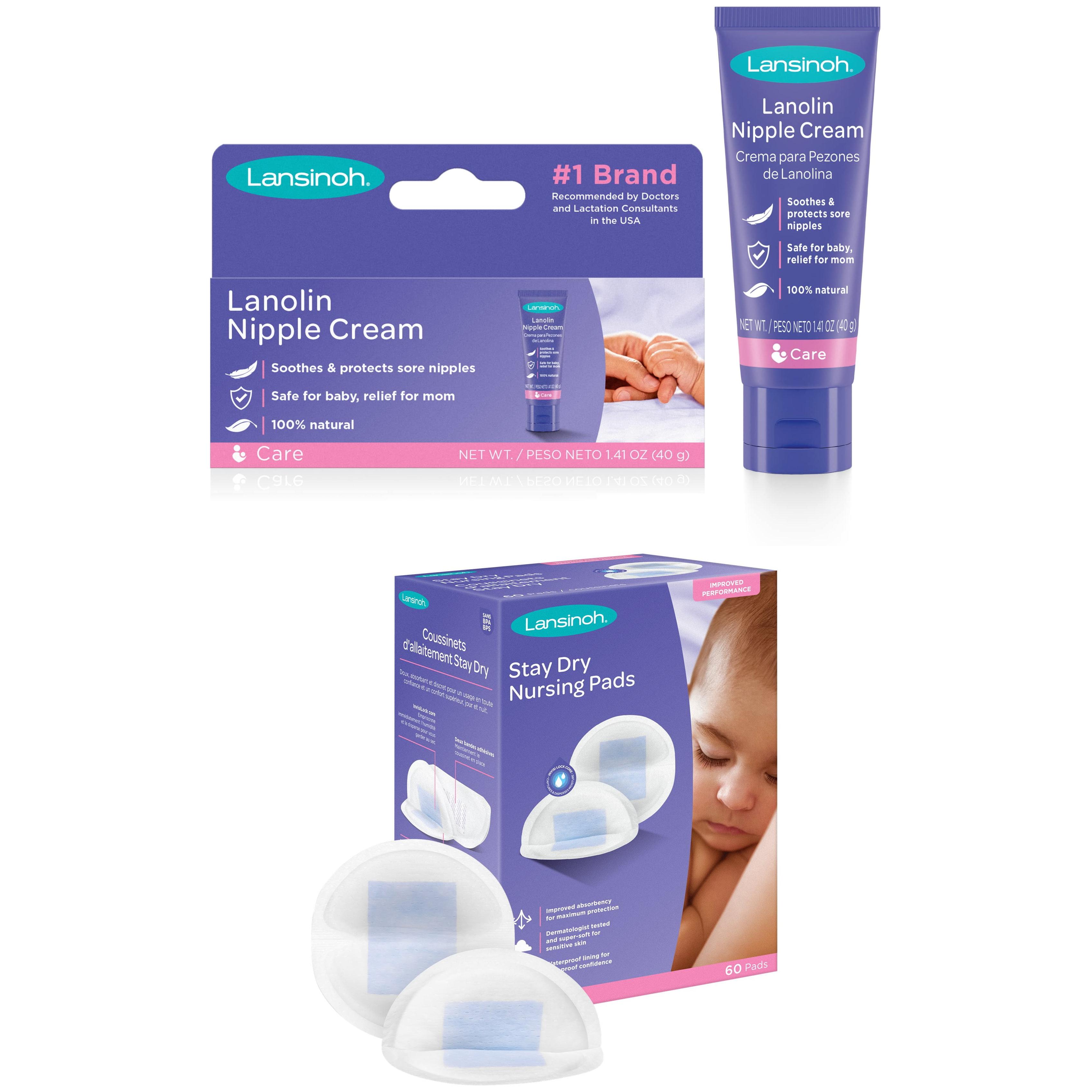 Lansinoh - Lanolin Cream and 60-Count Disposable Nursing Pads Bundle Lansinoh