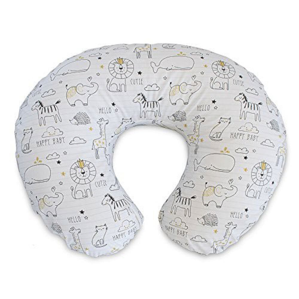 Boppy Nursing Pillow and Positioner - Original, Notebook Black and White with Gold Animals, Breastfeeding, Bottle Feeding, Baby Support, with Removable Cotton Blend Cover, Awake-Time Support The Boppy Company