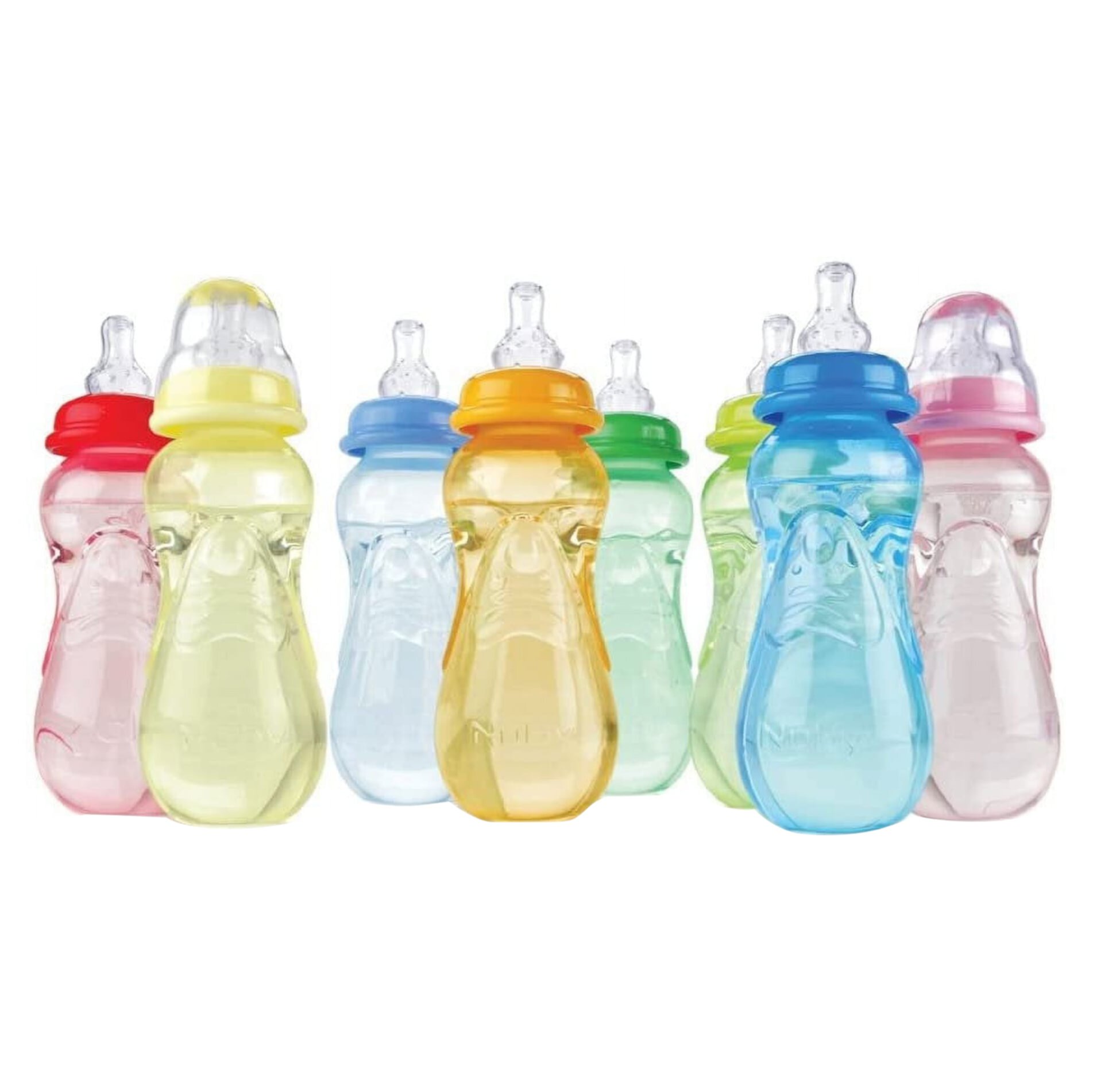 Nuby 3-Pack Non-Drip Standard Neck Bottles (10 oz.) - lime/blue, one size NUBY