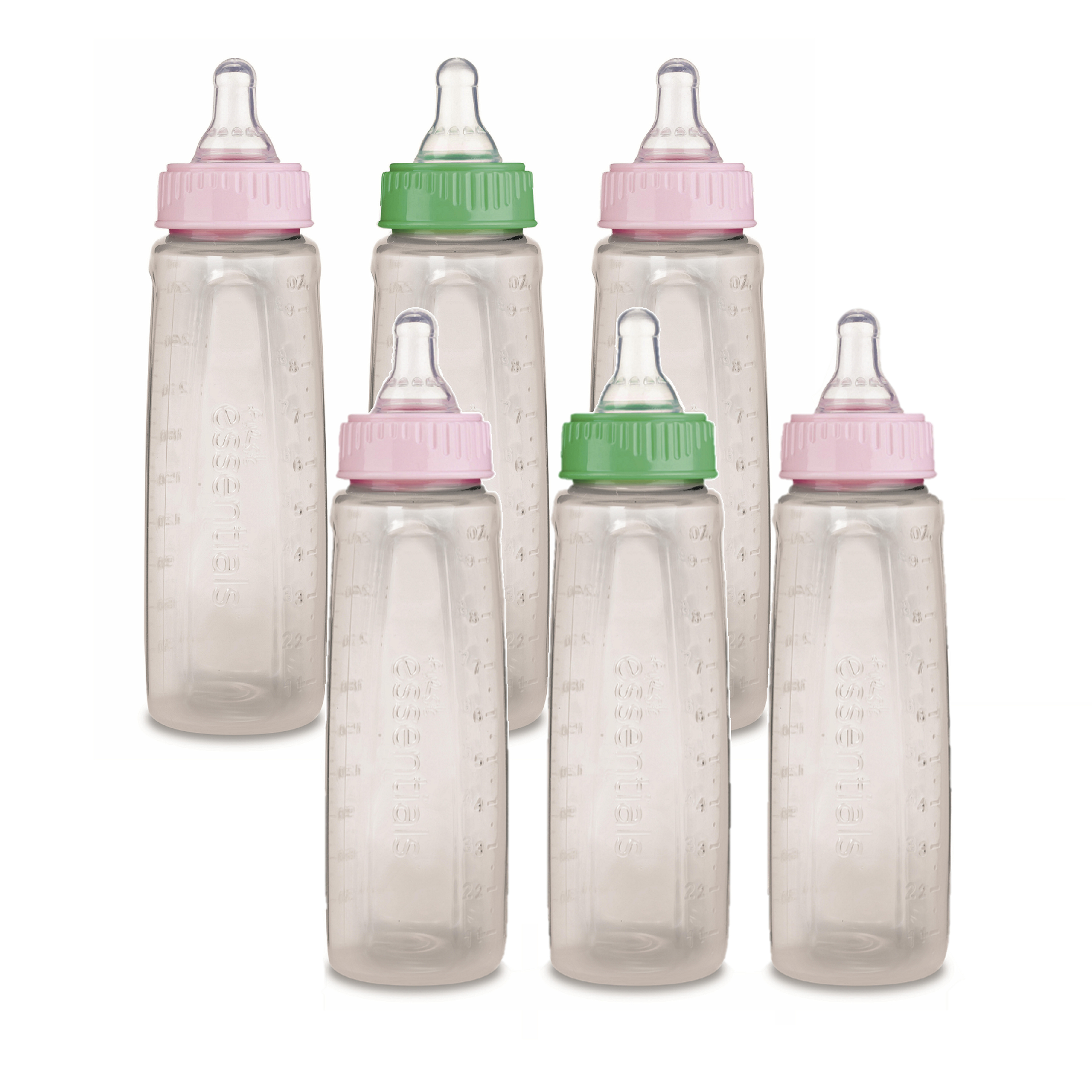 First Essentials by NUK Clear View Bottle, 9 oz, Medium Flow, 6 Pack, 4+ Months NUK