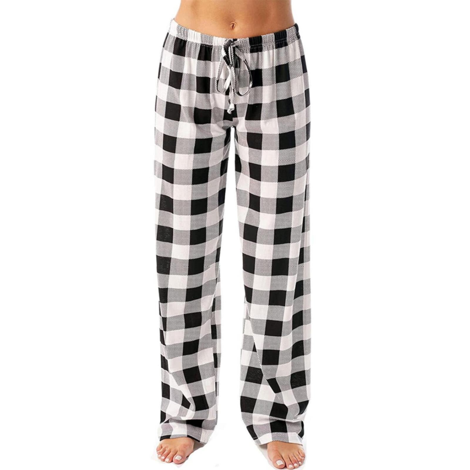 Huaai Pants for Women Casual Plaid Printed Pajama Pants Elastic Rope Full Length Long Trousers Sports Pants Huaai