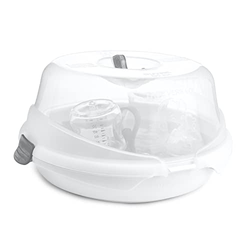 Munchkin Steam Guard Microwave Bottle Sterilizer , White , 12.5x11.3x6.7 Inch (Pack of 1) Munchkin