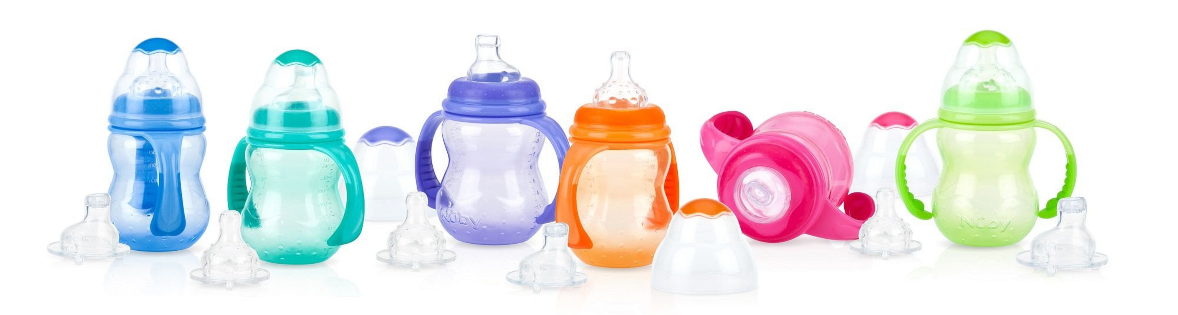 Nuby 3 Stage Baby Bottle with Handles, 3m+, Wide-Neck, 8 oz NUBY