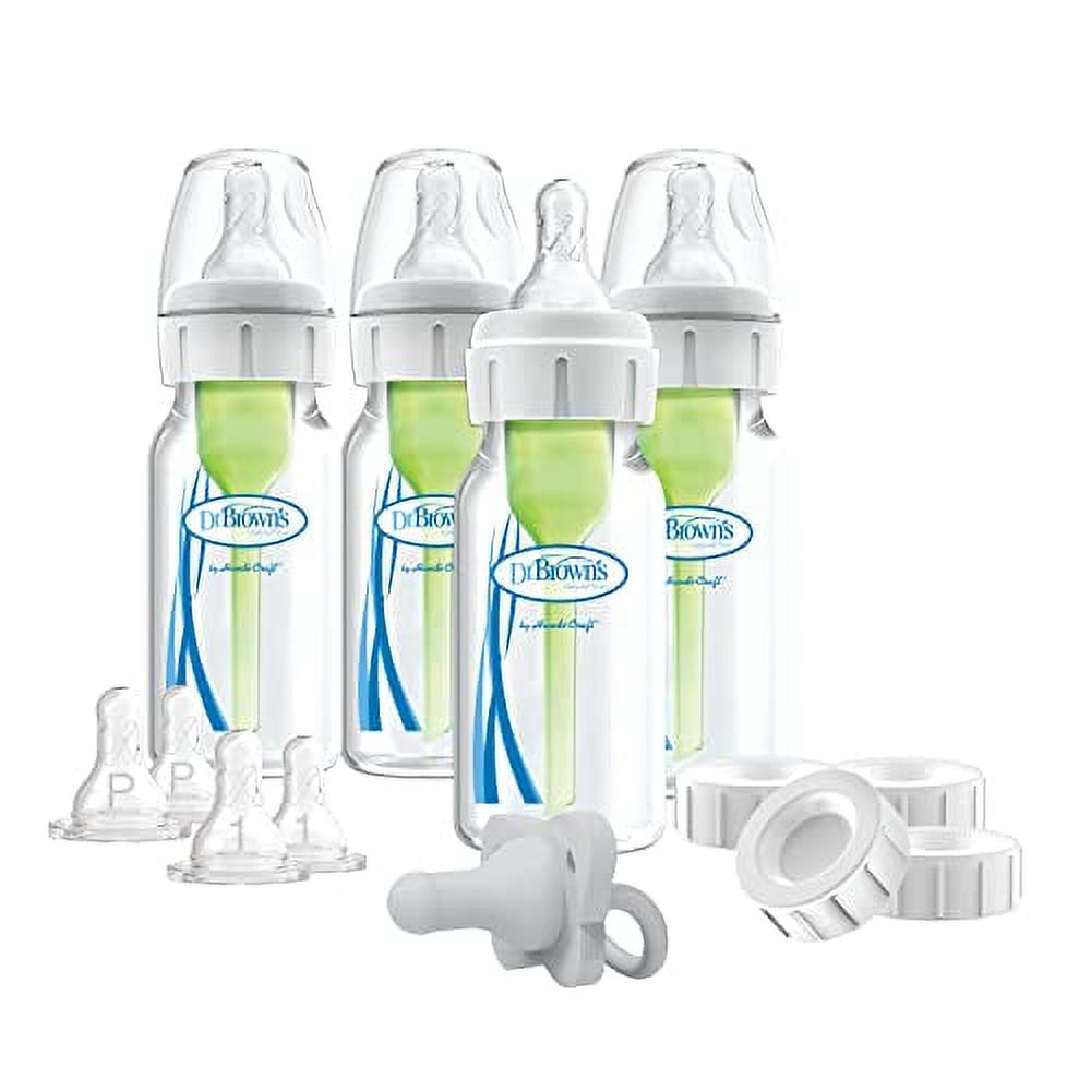 Dr. Brown's Options+ Slow Flow Preemie and Newborn Anti-Colic Bottle Set with 4oz Bottles and HappyPaci Dr. Brown's