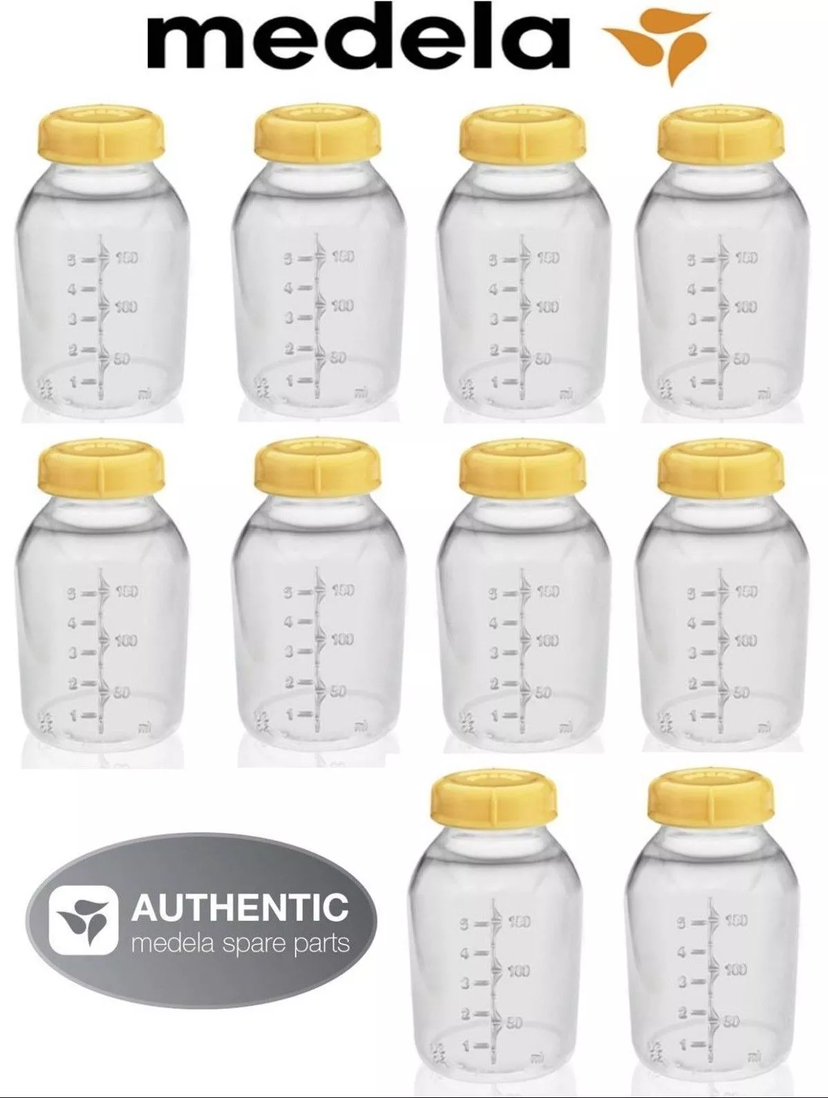 Medela Breastmilk Collection 150ml / 5oz Storage feeding Bottle with lid BPA Free - Pack of 10 Medela