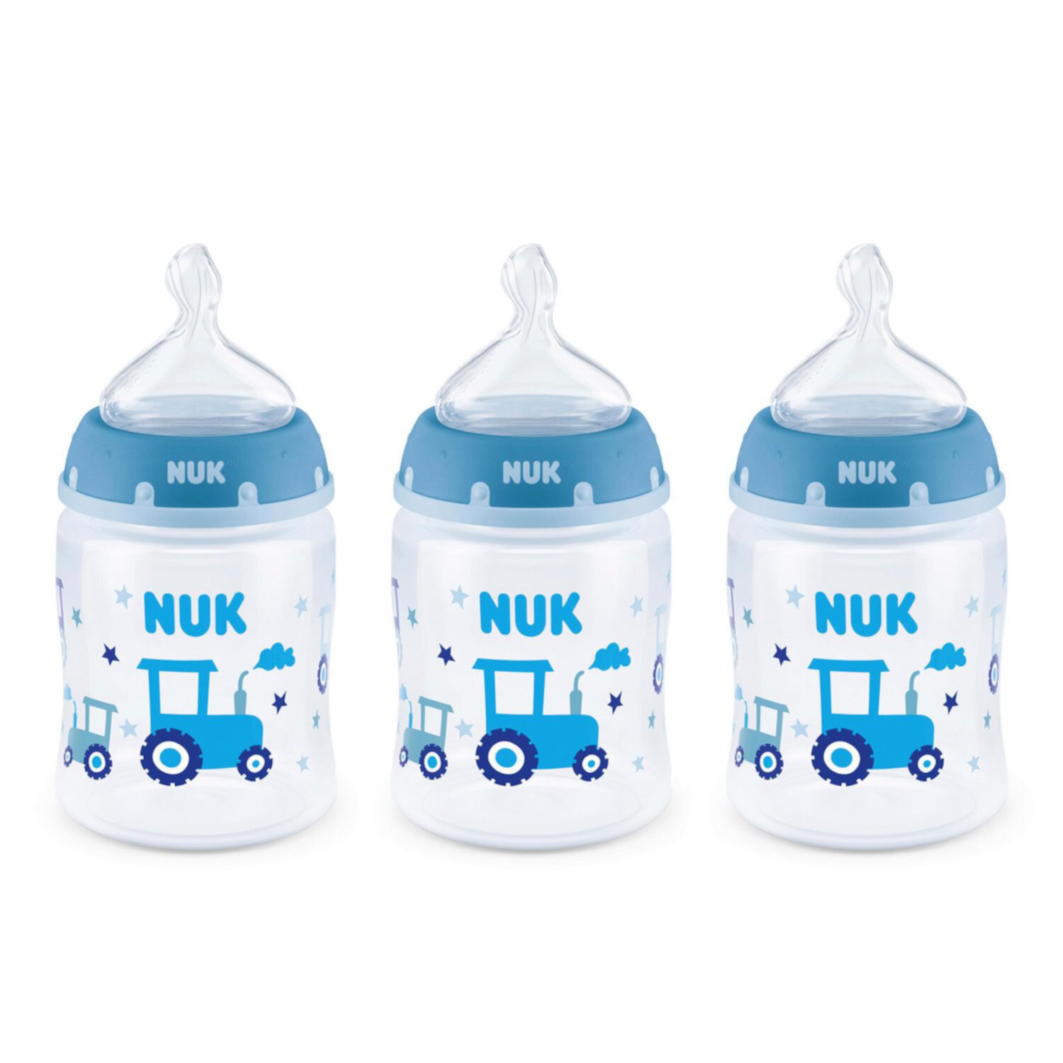 NUK Smooth Flow Anti-Colic Bottle, 5 Oz Blue Tractor, 3 Pack NUK